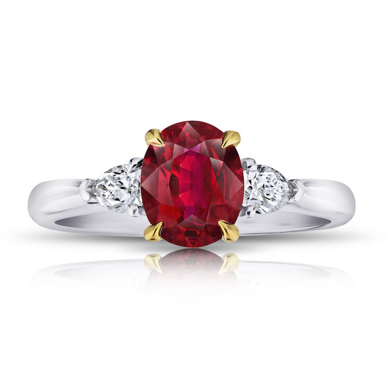 David Gross Oval Red Ruby and Diamond Ring