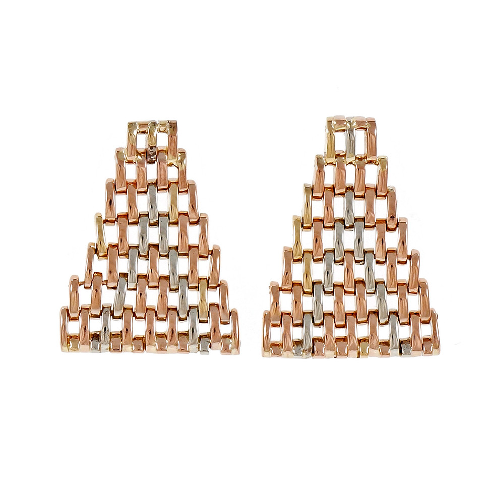 Vintage Retro 1940 Flexible Mesh Earrings Platinum 14k Pink Gold