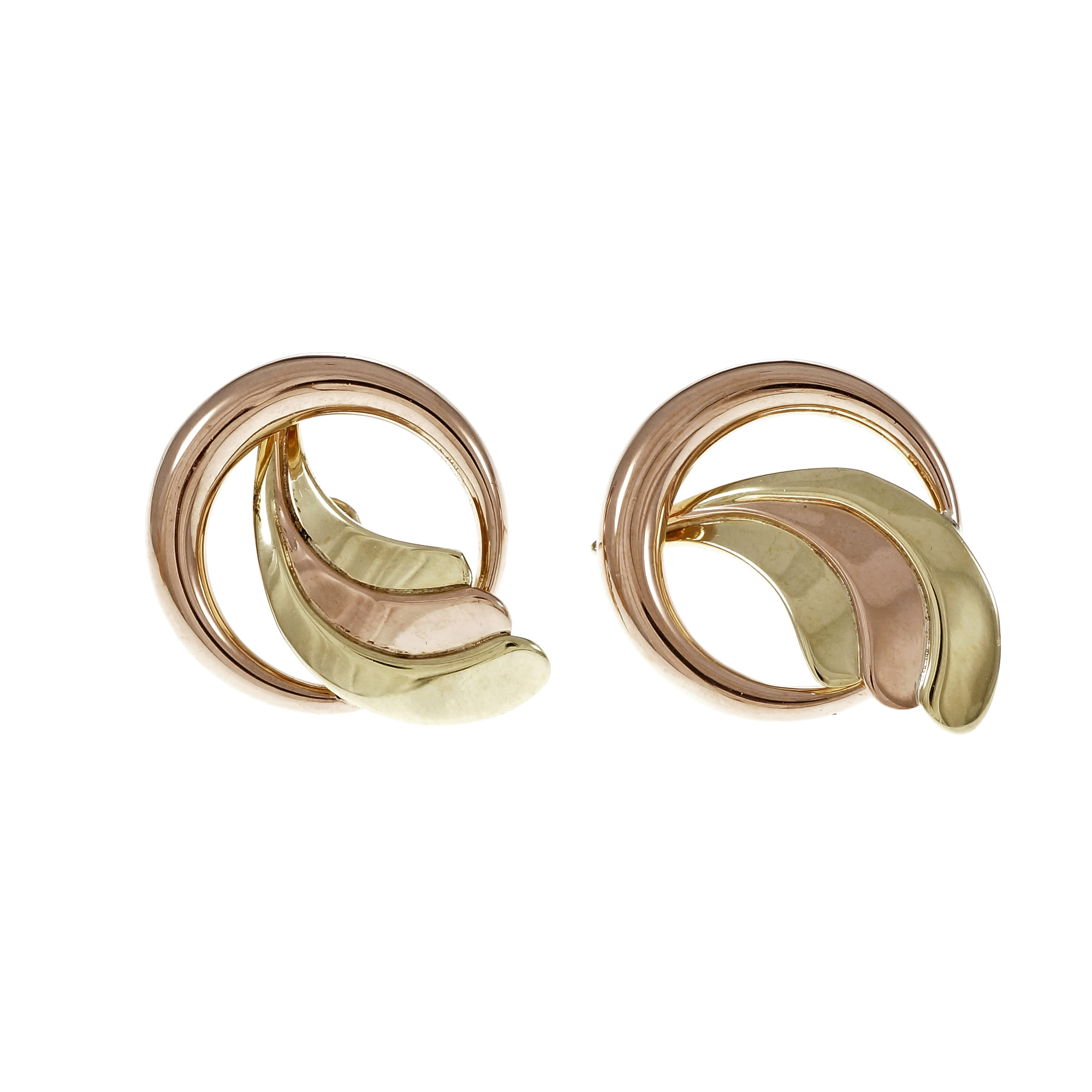 14K Rose  Green Gold Earrings