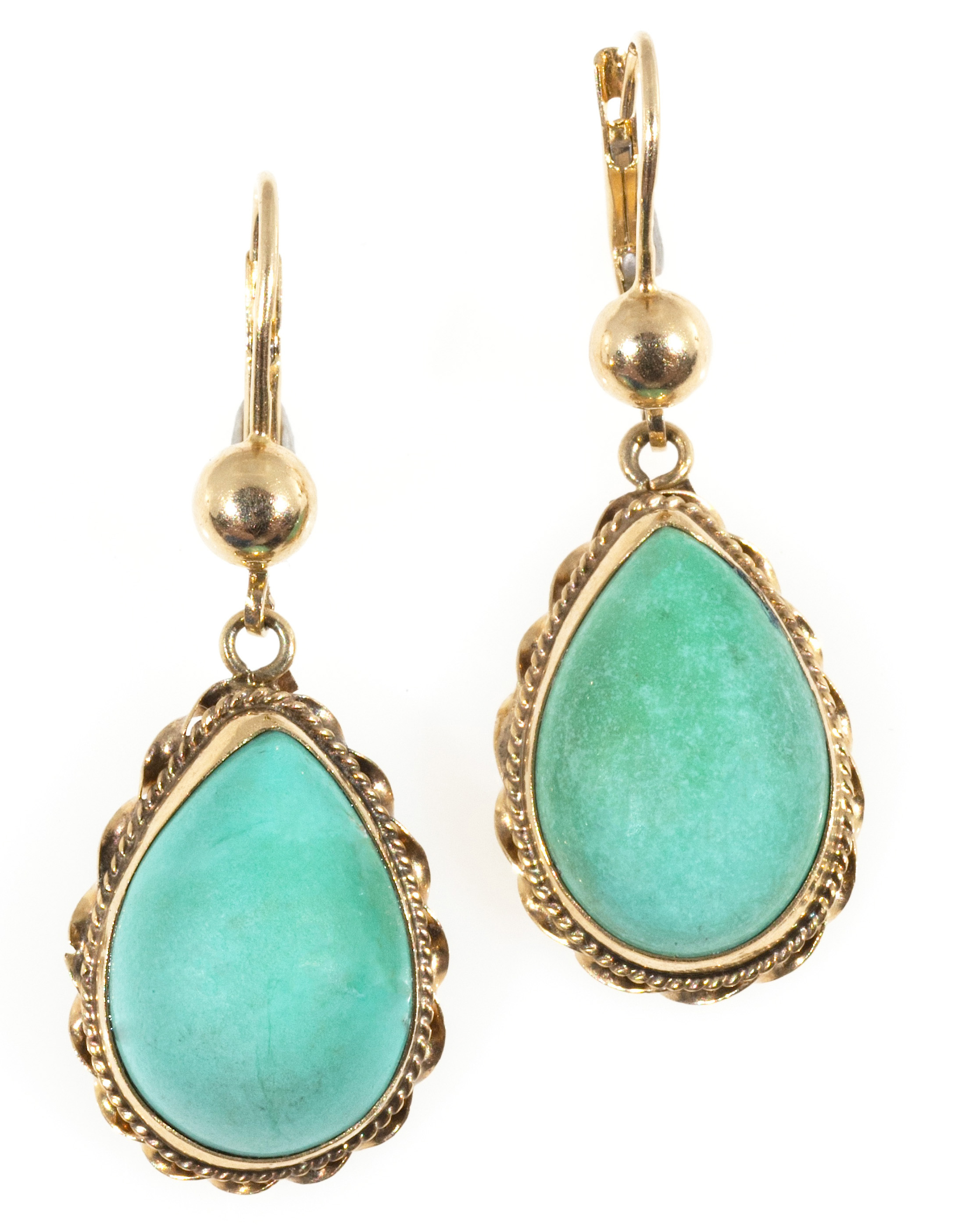 14K Rose Gold 6.50ct Turquoise Earrings