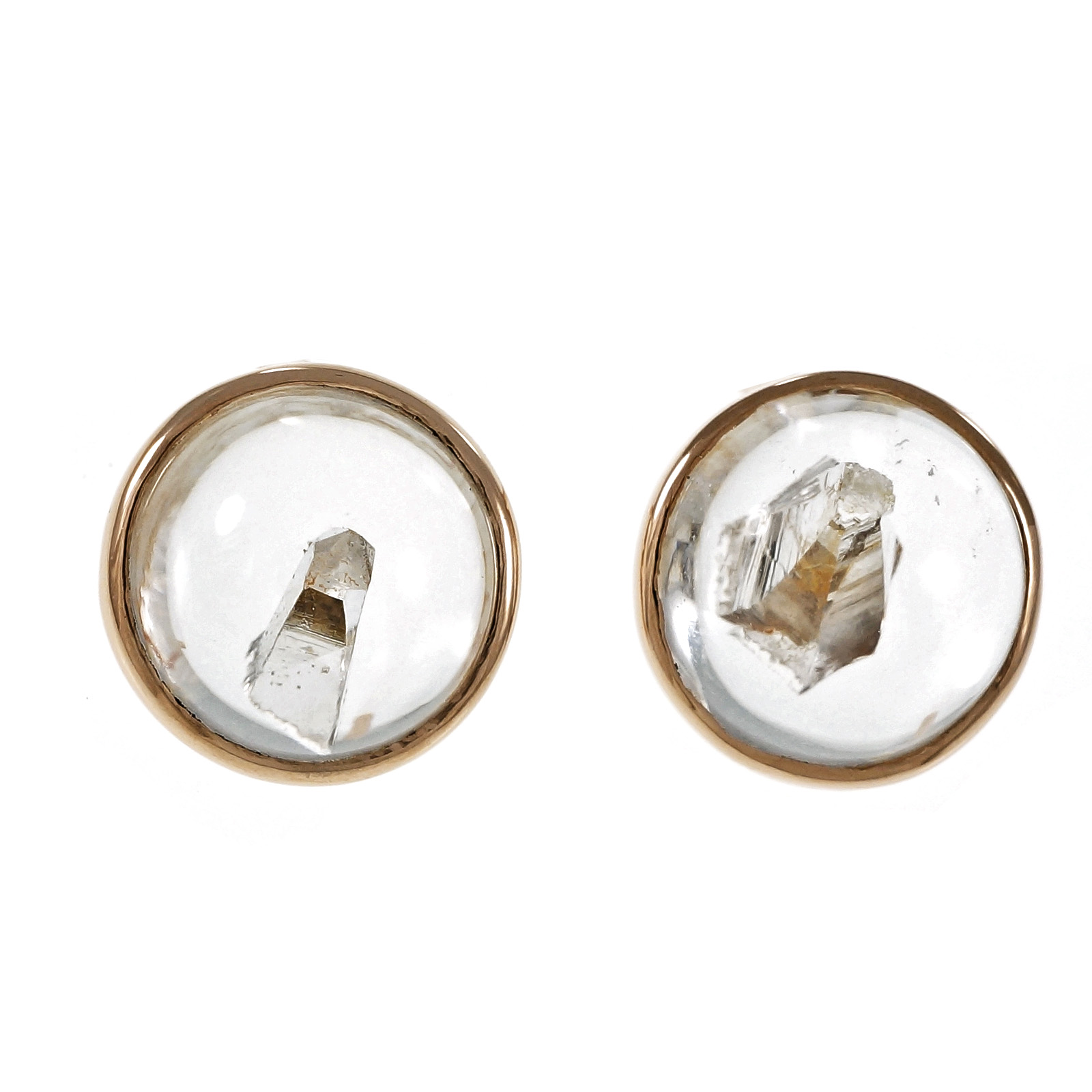 14K Pink Gold Quartz Manifestor Crystal Earrings 