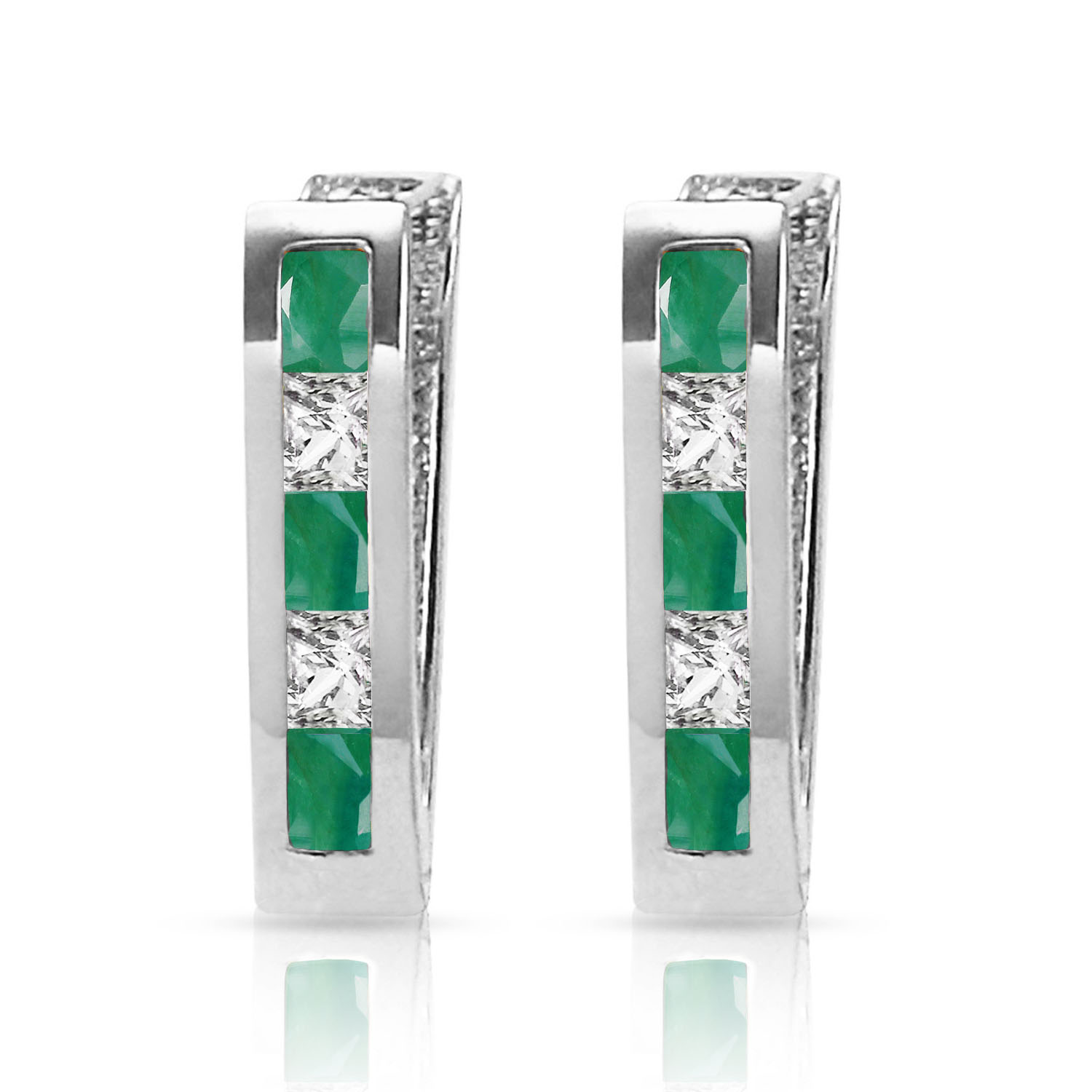 1.26 CTW 14K Solid White Gold Inevitable You Emerald White Topaz Earrings