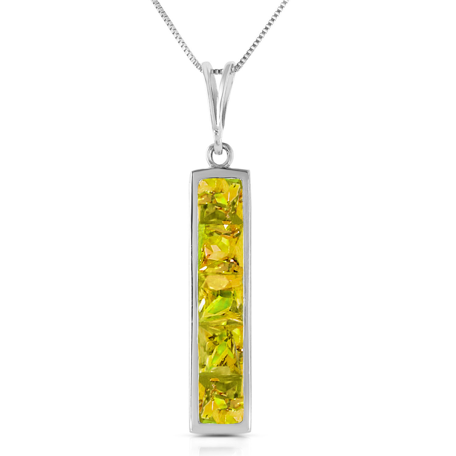 2.25 CTW 14K Solid White Gold Full Heart Peridot Necklace