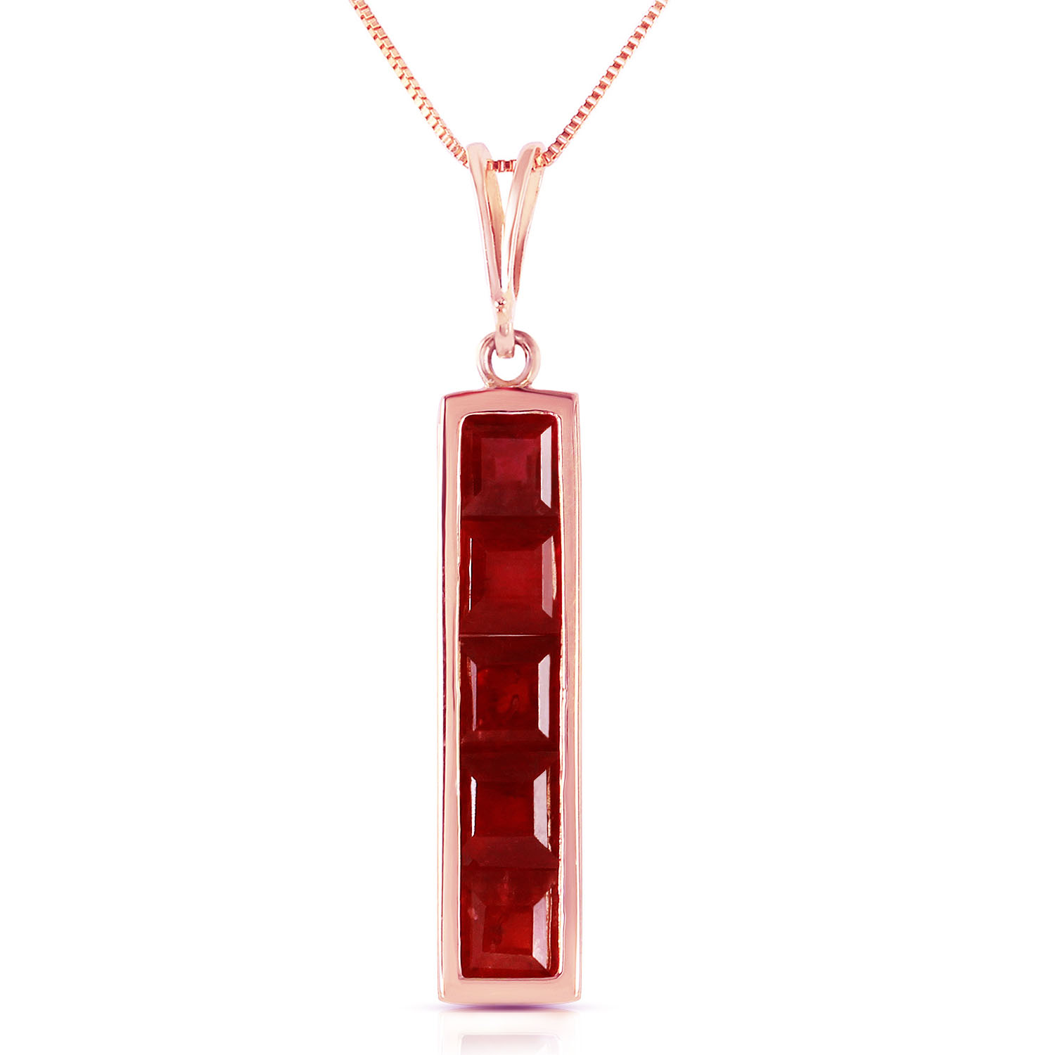 14K Solid Rose Gold Necklace with Natural Ruby