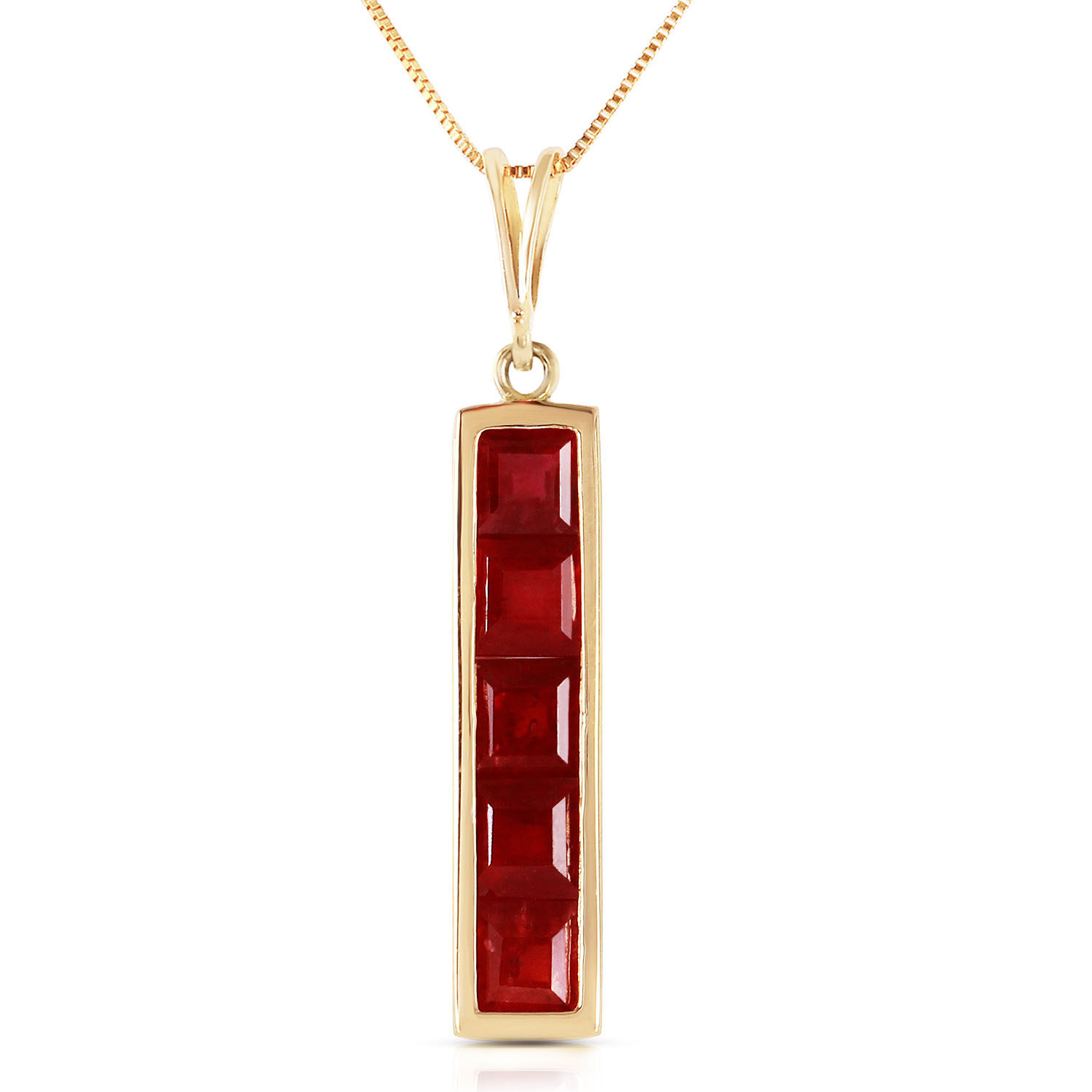 2.5 CTW 14K Solid Gold Sarajevo Ruby Necklace