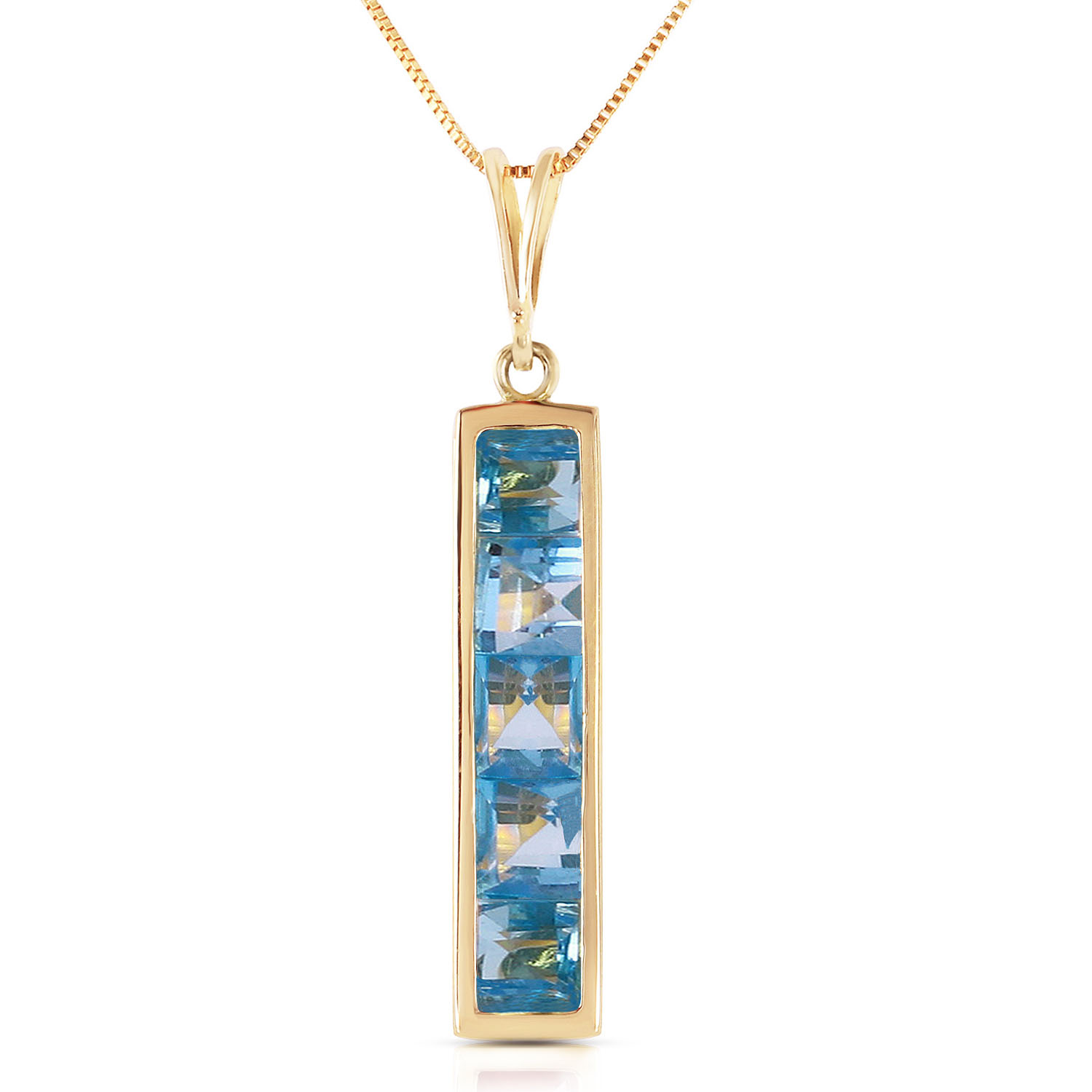 2.25 CTW 14K Solid Gold Unbound Blue Topaz Necklace