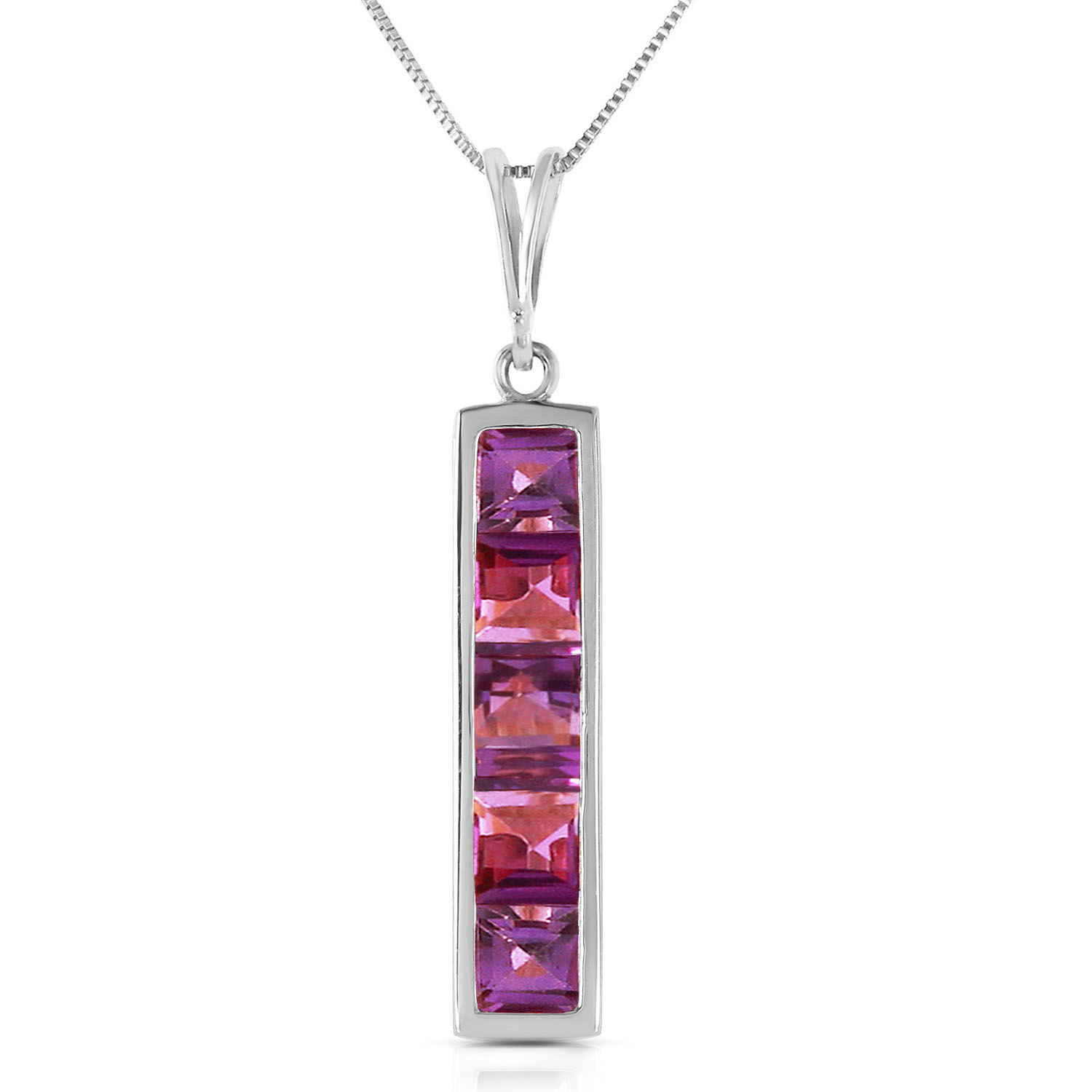 2.25 CTW 14K Solid White Gold One Amethystongst You Amethyst Necklace