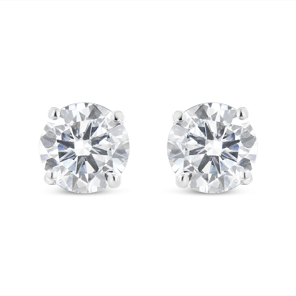 True 14K White Gold 3.0 Cttw 4-Prong Set Brilliant Round-Cut Solitaire Lab Grown Diamond Screwback Stud Earrings (G-H Color, VS2-SI1 Clarity)