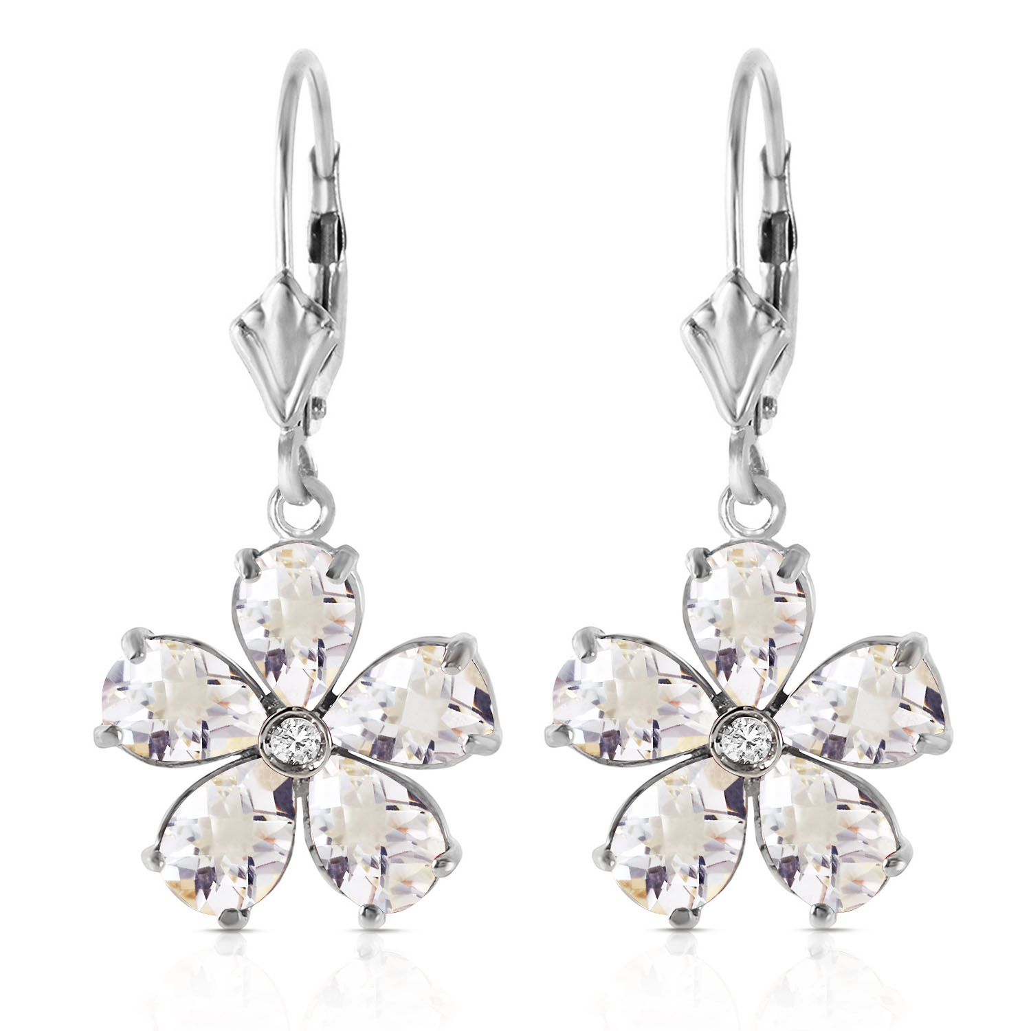 4.43 CTW 14K Solid White Gold Share Your Story White Topaz Diamond Earrings
