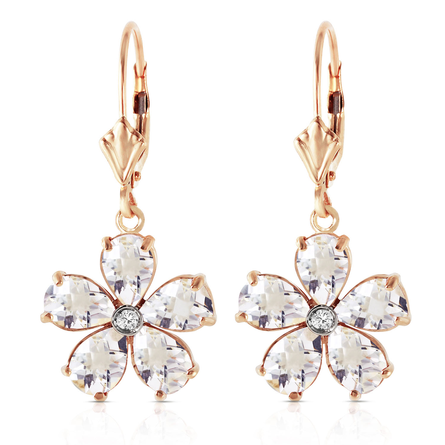 4.43 CTW 14K Solid Gold Zahra White Topaz Diamond Earrings