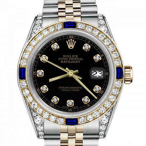 Women's Rolex 31mm Datejust Two Tone Jubilee Black Color Dial Bezel +Lugs + Sapphire
