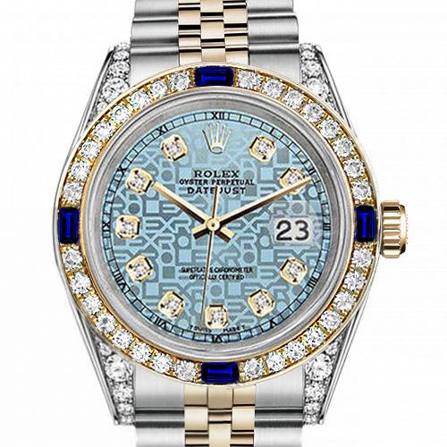 Men's Rolex 36mm Datejust Two Tone Jubilee Jubilee Ice Blue Color Dial Diamond Accent Bezel + Lugs + Sapphire