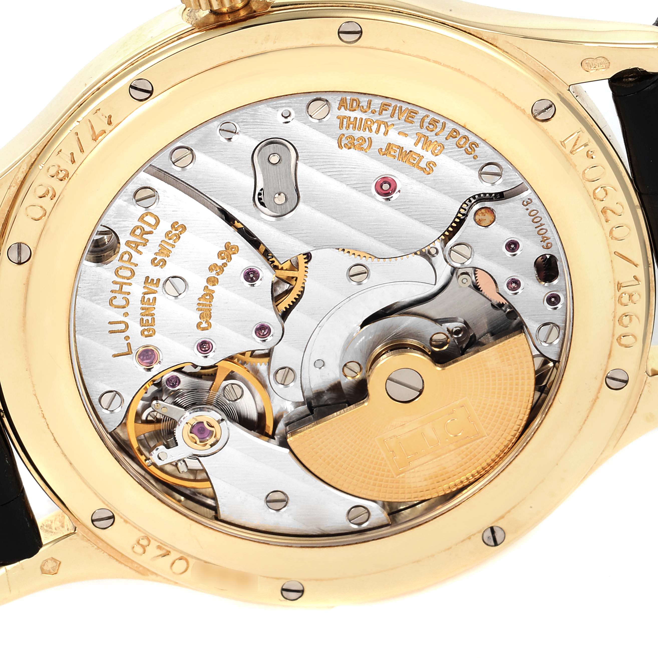 Chopard Classique Yellow Gold Silver Dial Diamond Mens Watch 1860