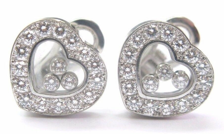 Chopard Happy Diamond Hearts White Gold Earrings 18KT 1.69Ct