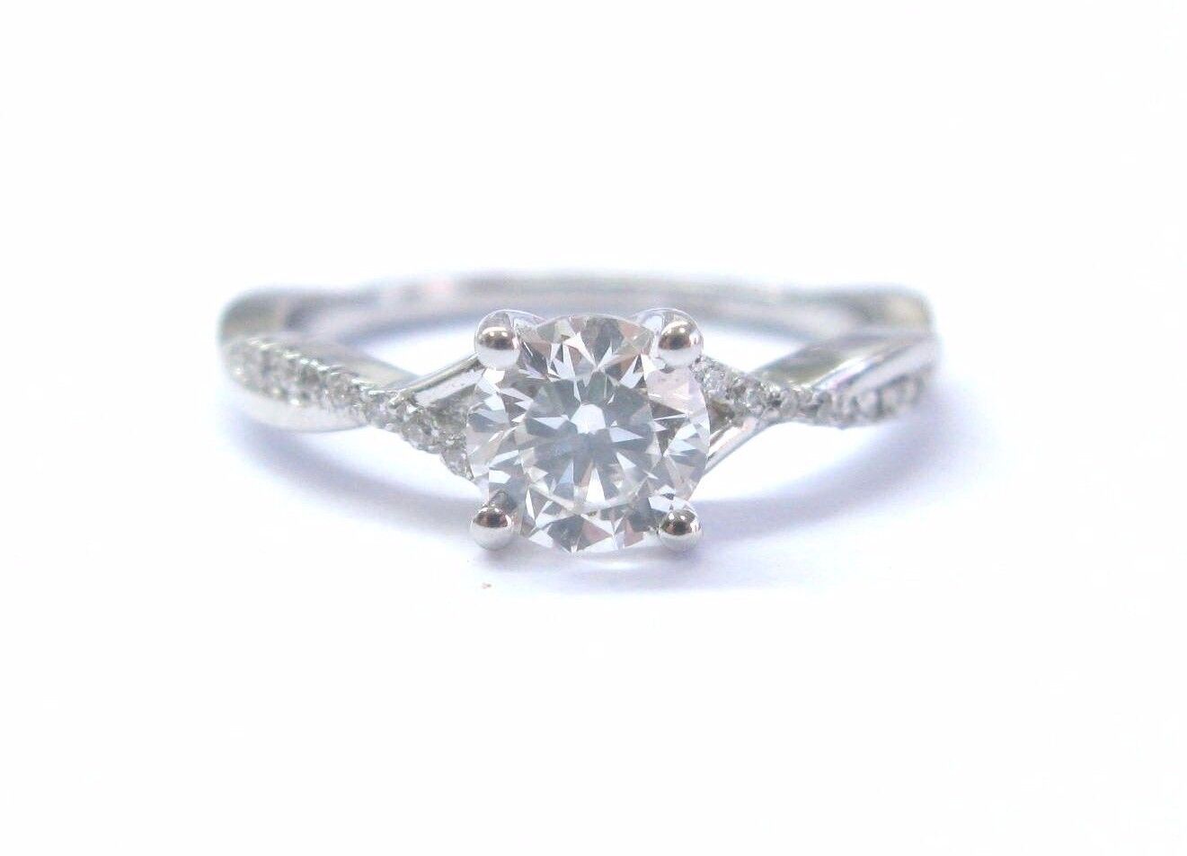 True NATURAL Round Diamond Twist SOLID White Gold Engagement Ring 14Kt 1.03Ct