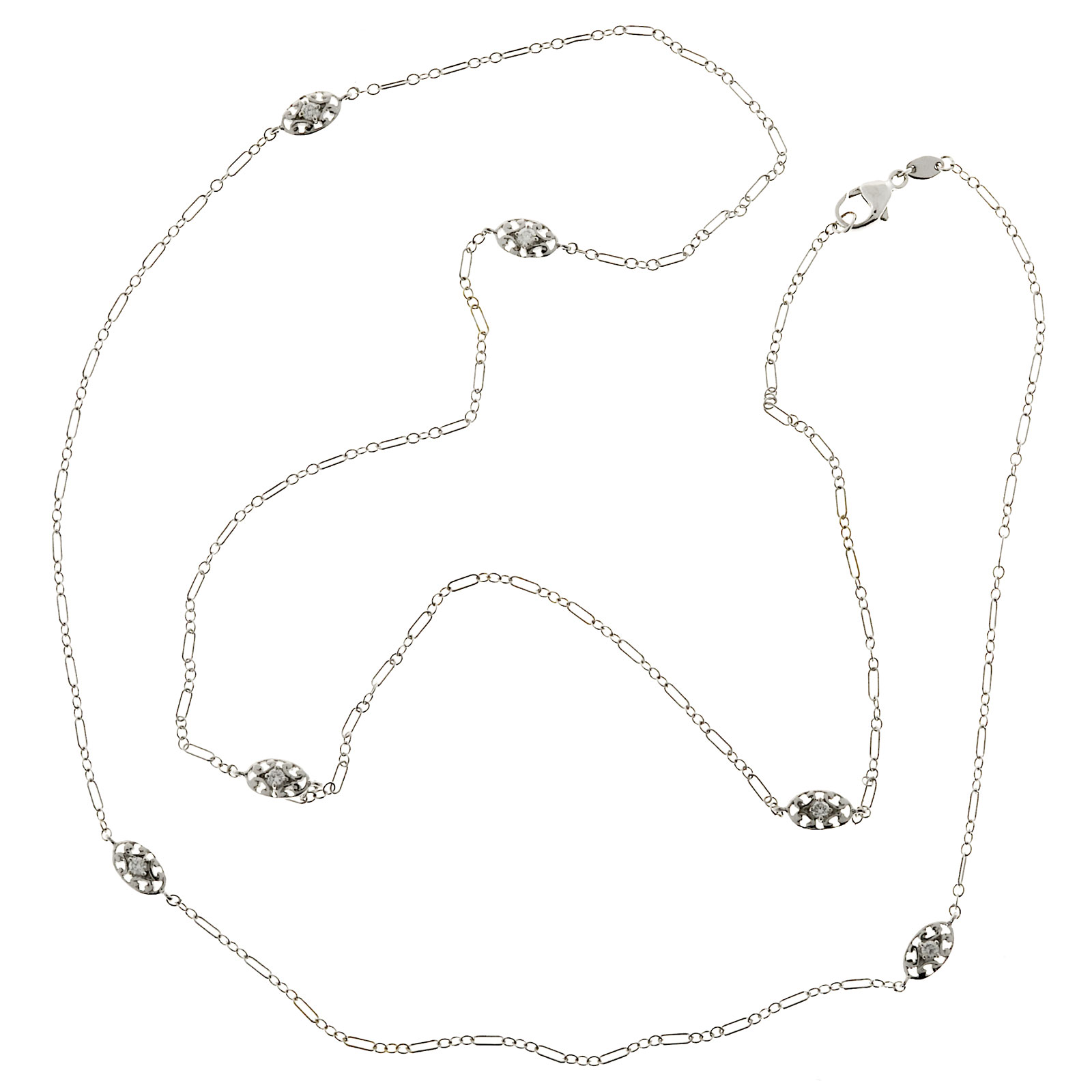 18K White Gold with 0.63ct Diamond By The Yard Necklace