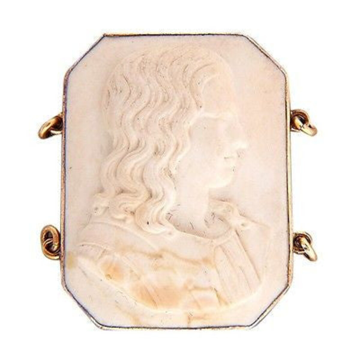 Estate 1880-1890 14k Gold Raphael Off White Lava Carvng Necklace Or Bracelet