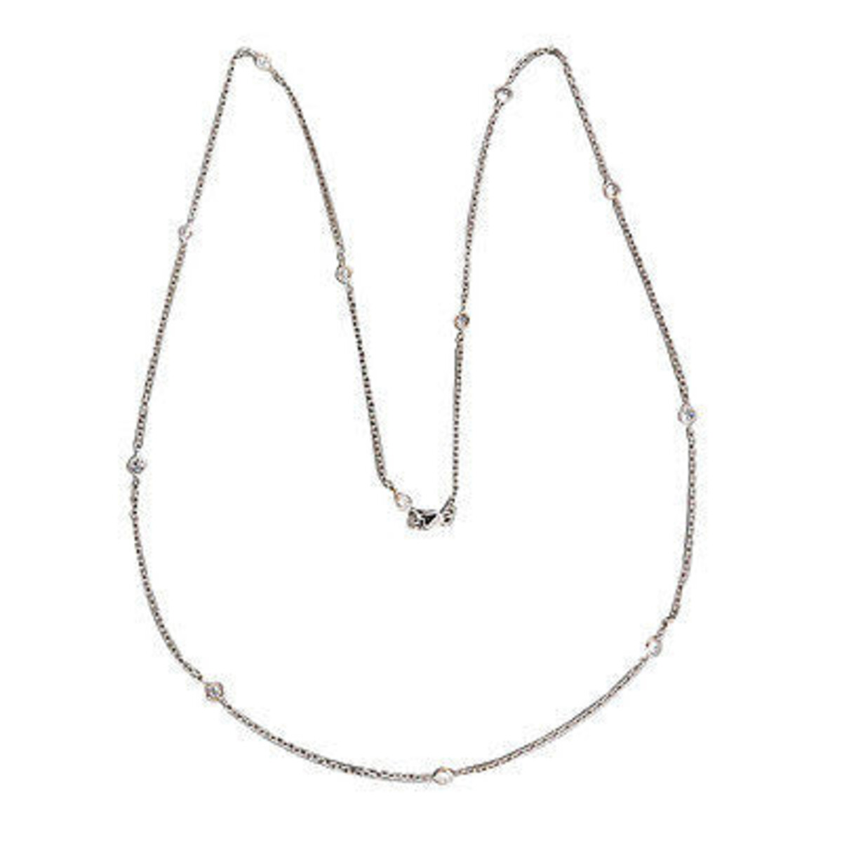 14K White Gold Vintage 1.14 Ct Diamond by the Yard Necklace