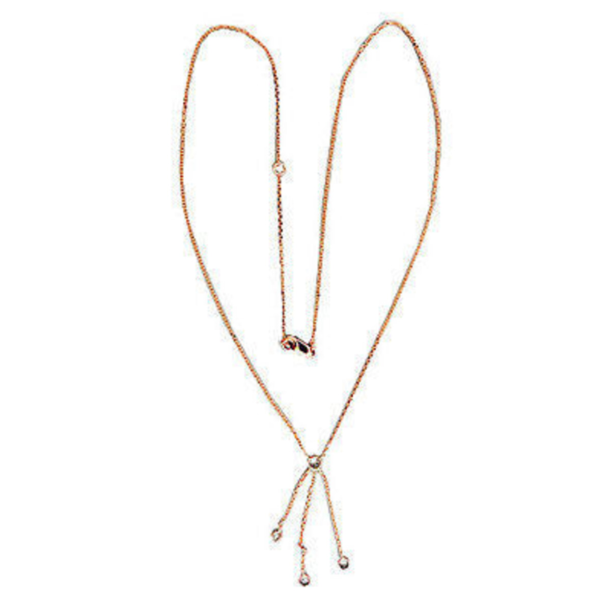 Vintage Diamond by the Yard .47 Ct Dangle Necklace 18 Inches 14K Pink Gold