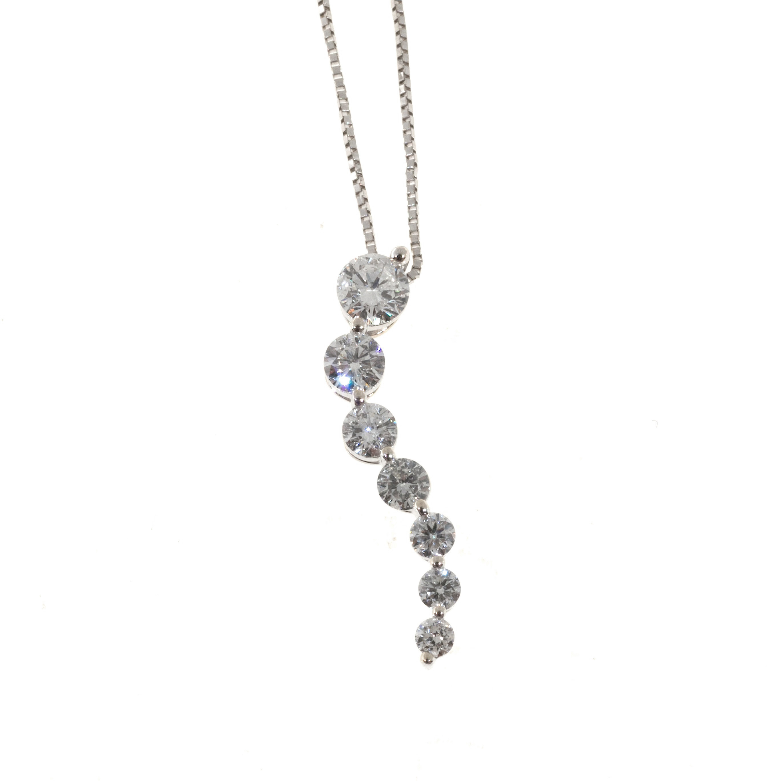 Vintage 14K White Gold with 1.00ct Diamond Pendant Necklace 