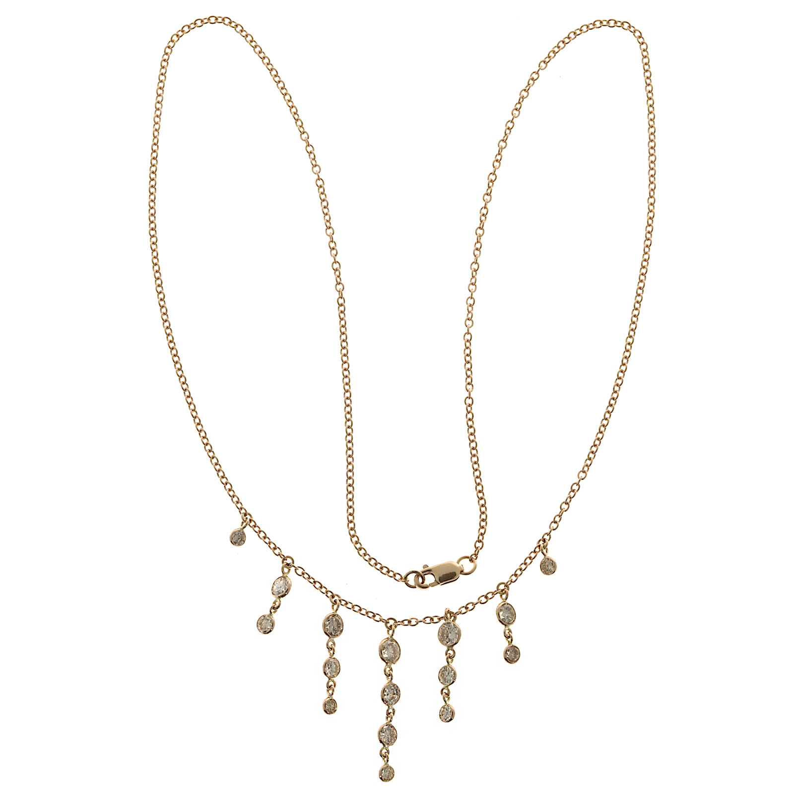 14K Rose Gold with 2.44ct Diamond By The Yard Vintage Necklace