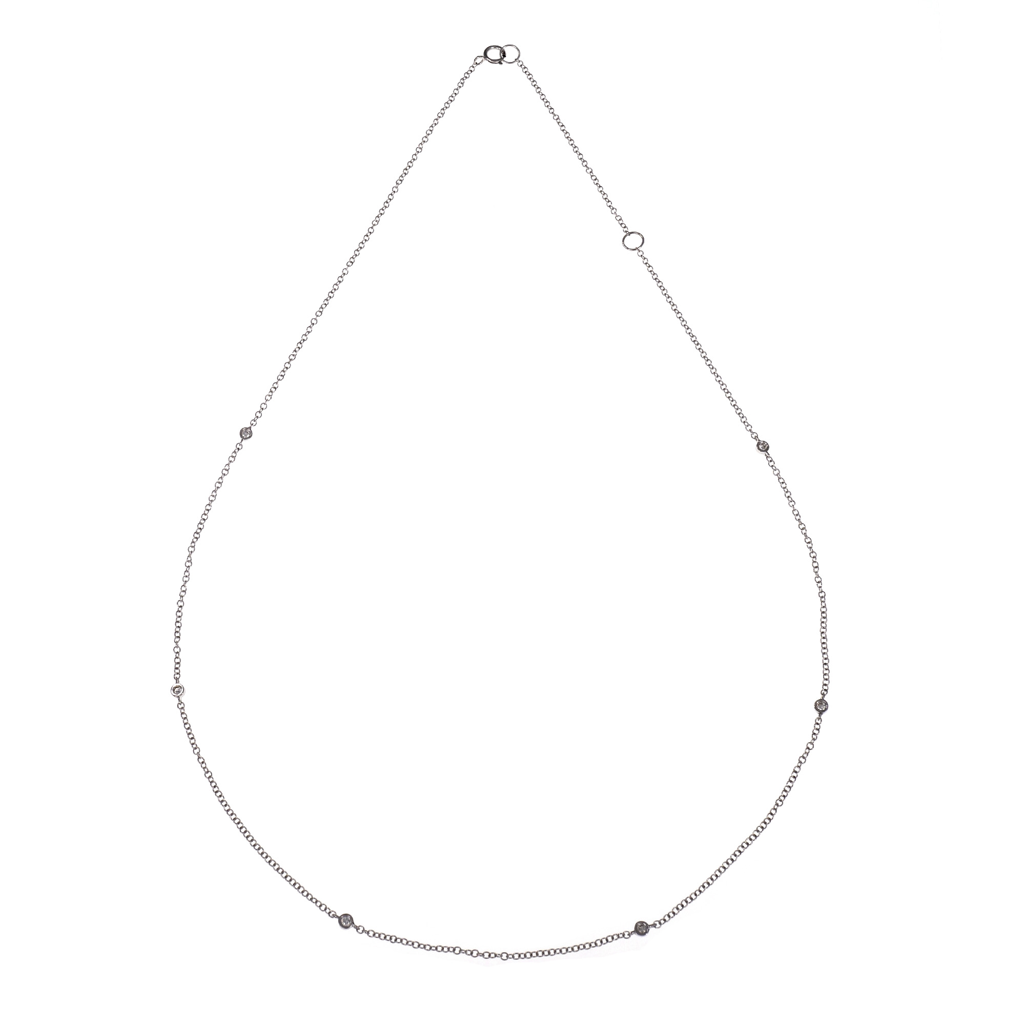 14K White Gold with 0.11ct Diamond By The Yard Necklace