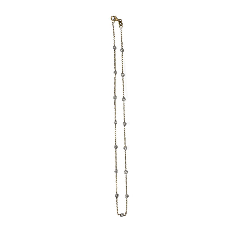 18K White  Yellow Gold 1.00ct Diamond Necklace 