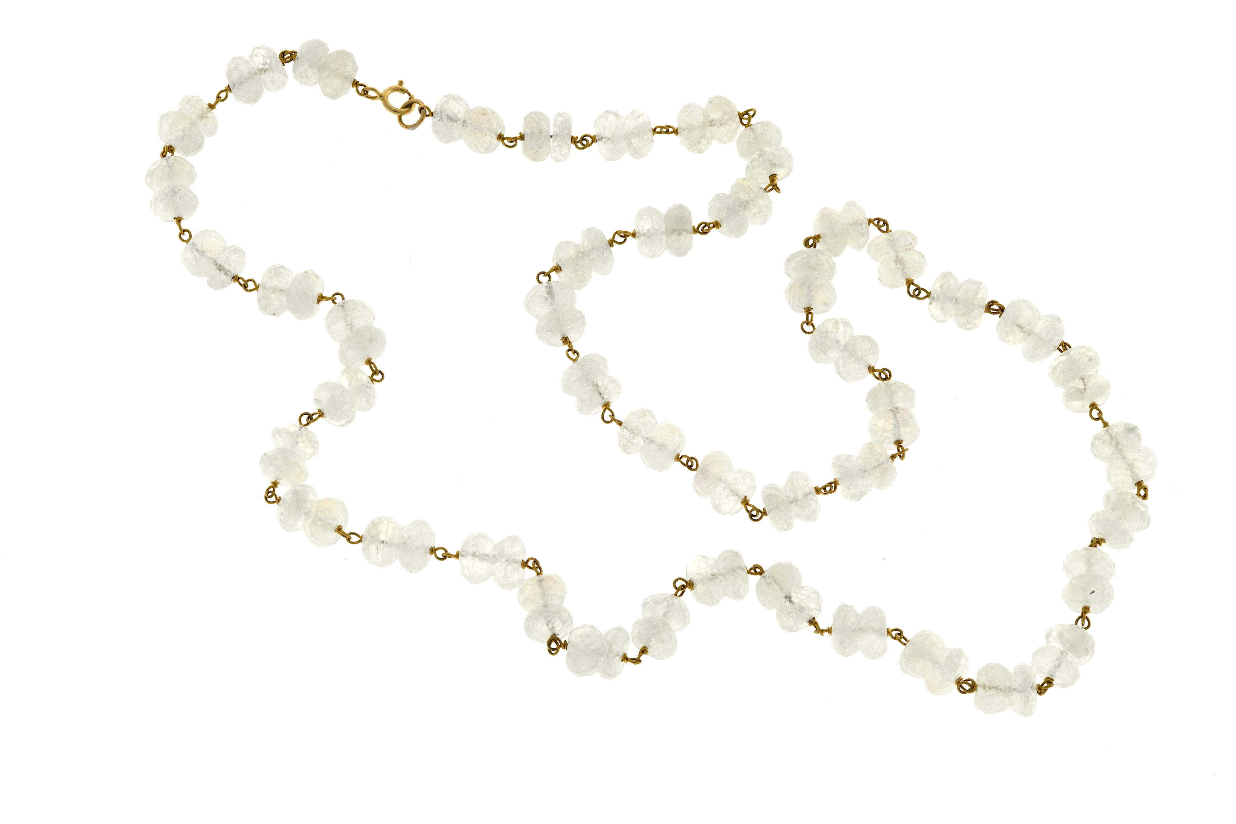 14K Yellow Gold with 100.00ct Moonstone Twisted Wire Necklace