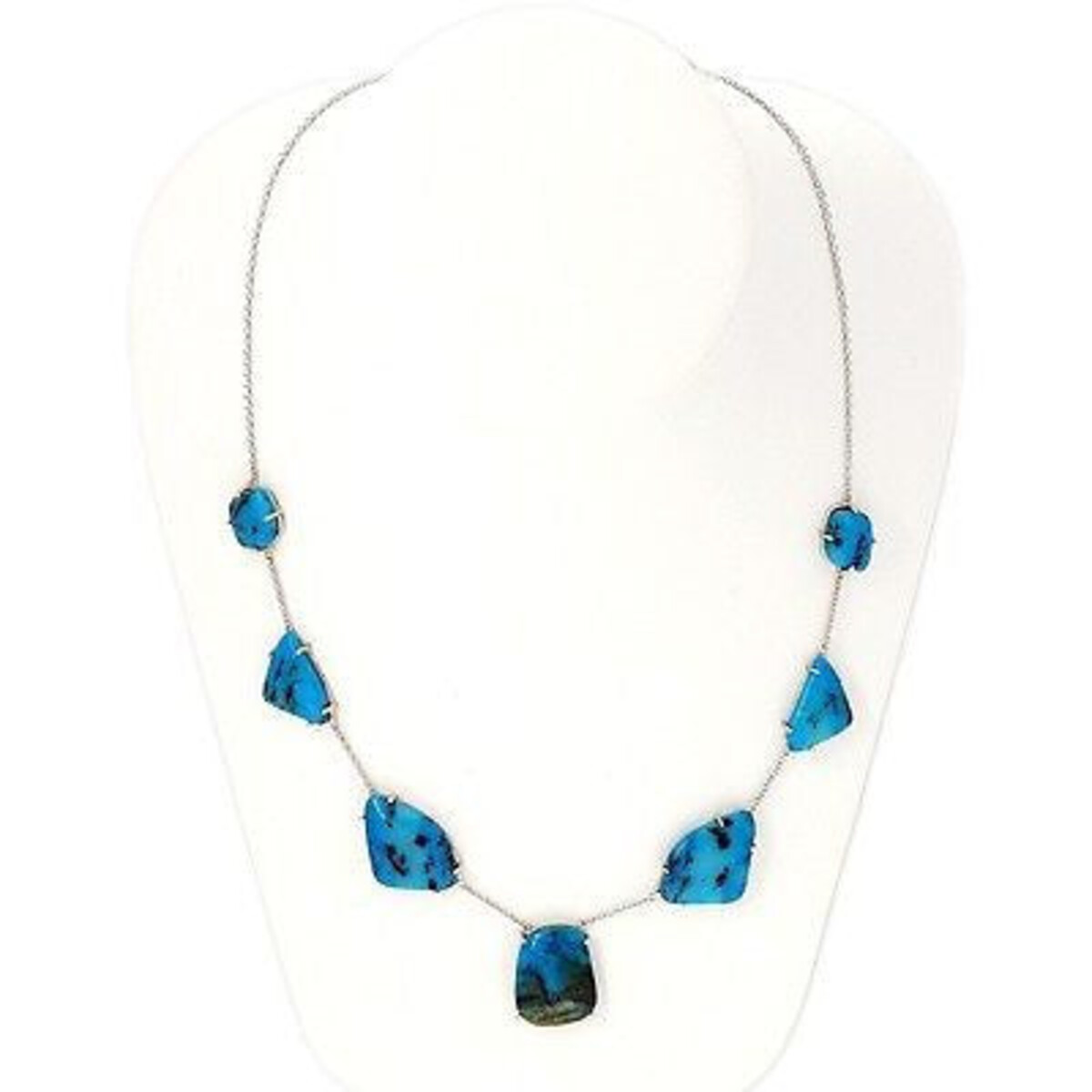 14k White Gold Rare Blue Opal Necklace