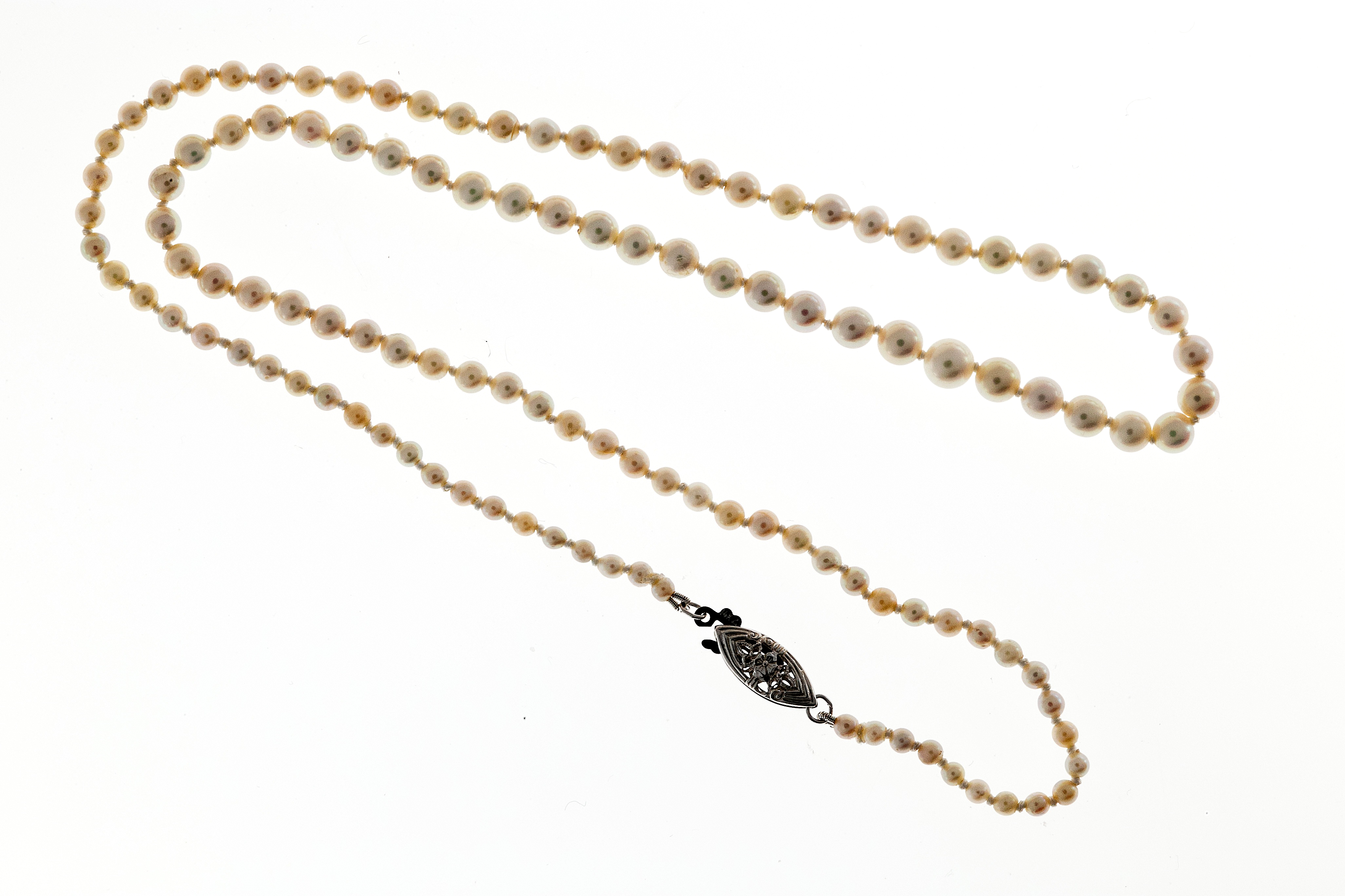 14K White Gold  Cultured Pearl Necklace