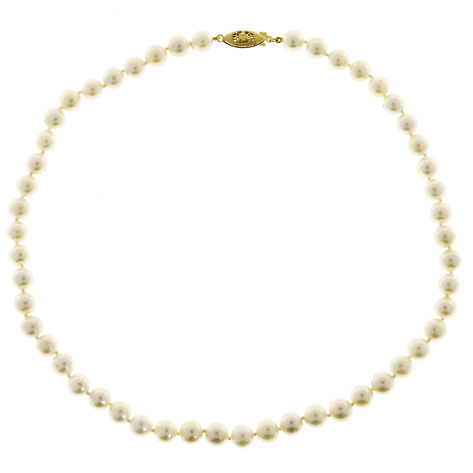 Vintage 14K Yellow Gold  Akoya Cultured Pearl Necklace