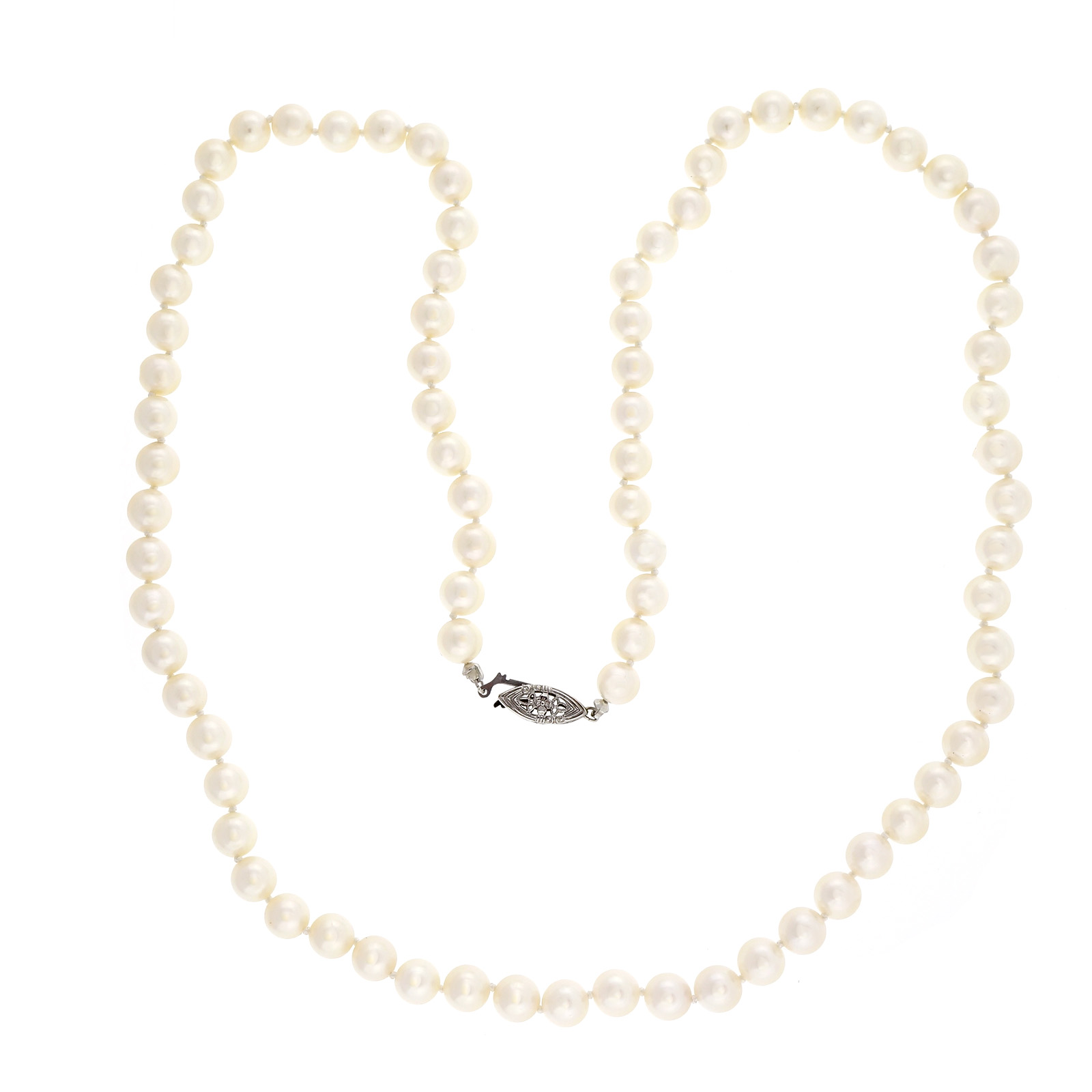 14K White Gold with Pearl Necklace