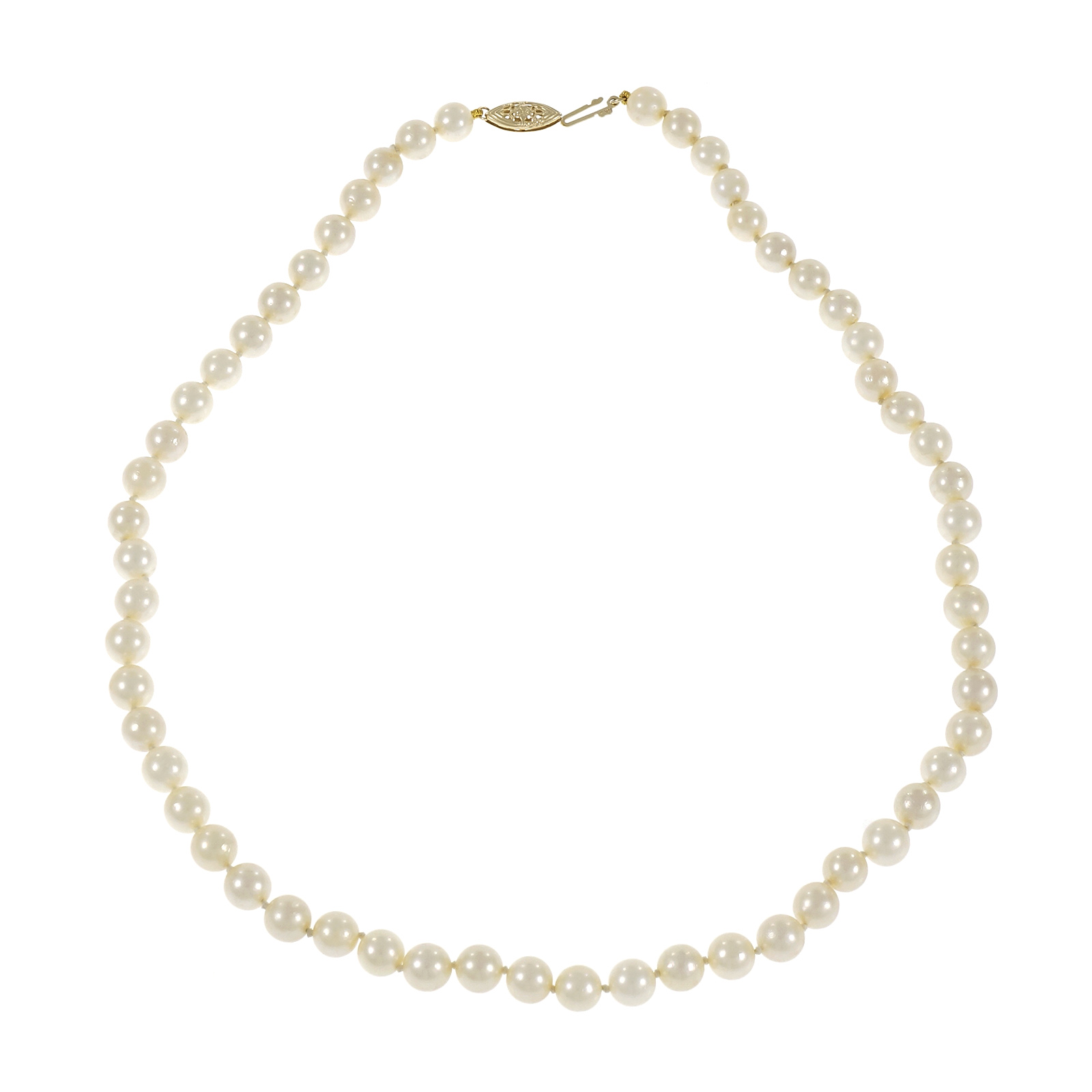 14K Yellow Gold with Akoya Cultured Pearl Necklace 