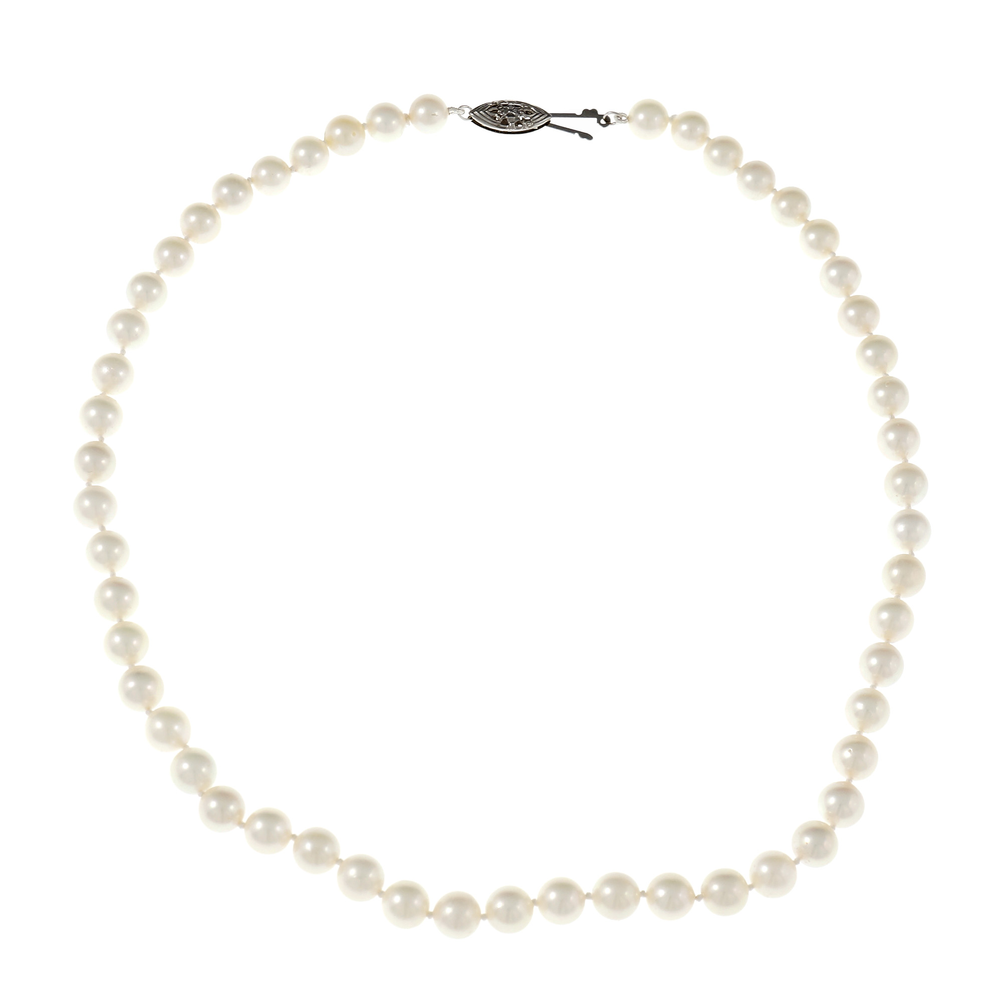 14K White Gold with Akoya Cultured Pearl Necklace
