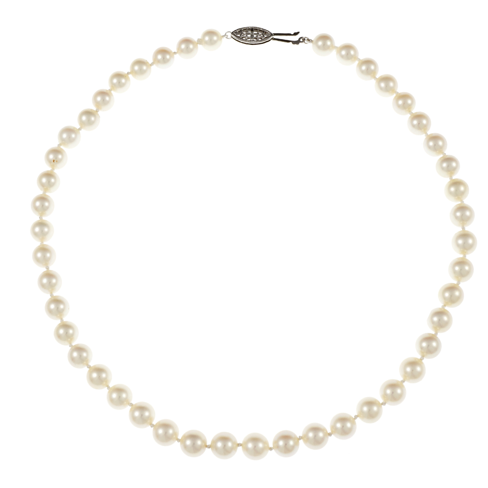 14K White Gold with Cultured Pearl Necklace 