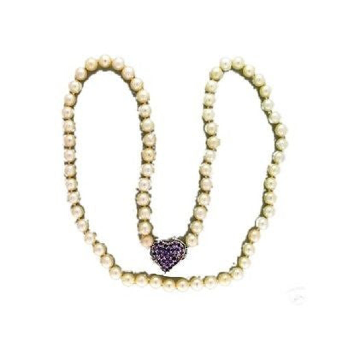 14K White Gold with Pearl & Amethyst Necklace