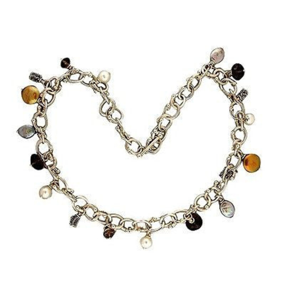 Michael Dawkins 17 1/2 In Multi Color Freshwater Pearl Smoky Quartz Necklace