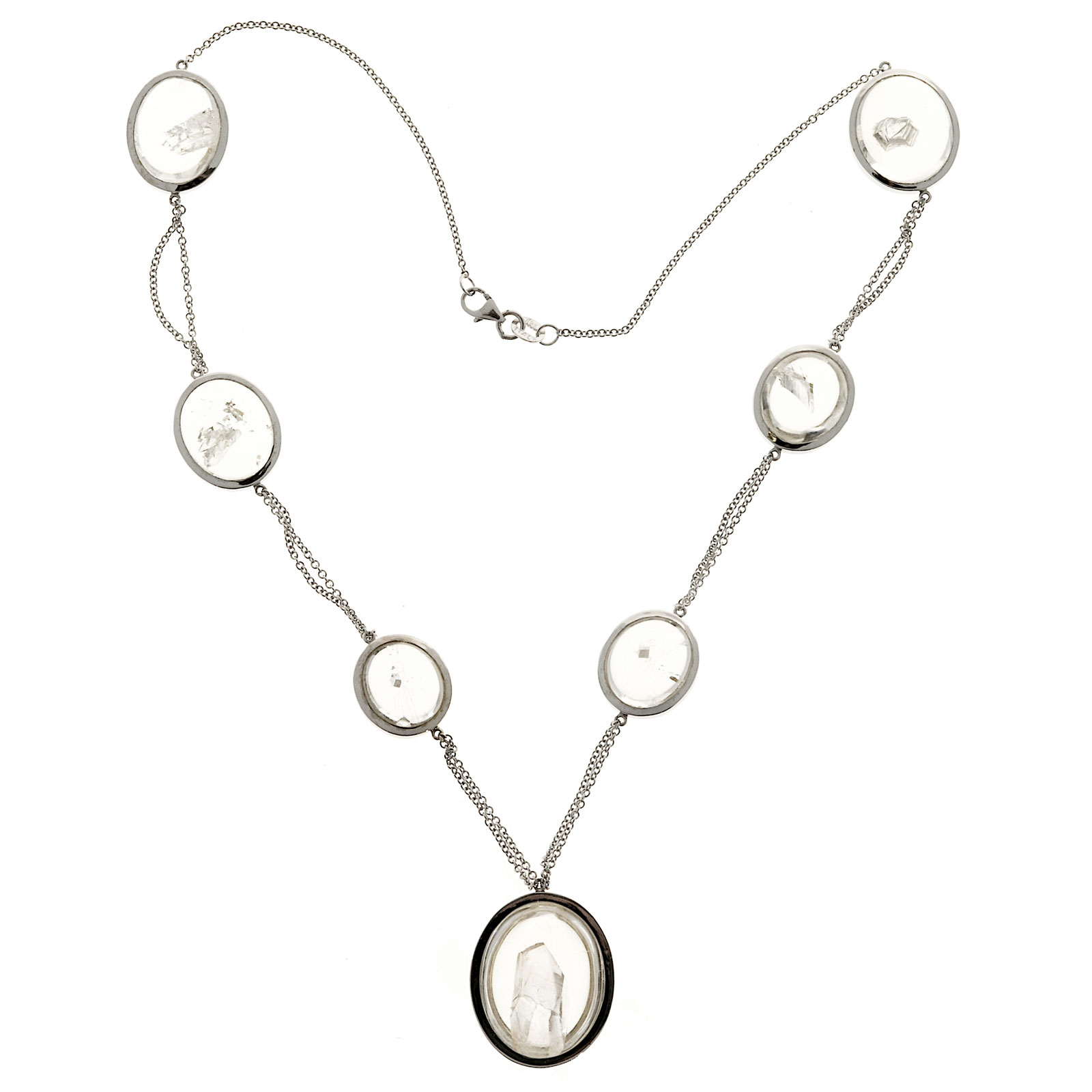 18K White Gold 85.00ct Manifestor Quartz Crystal Vintage Necklace