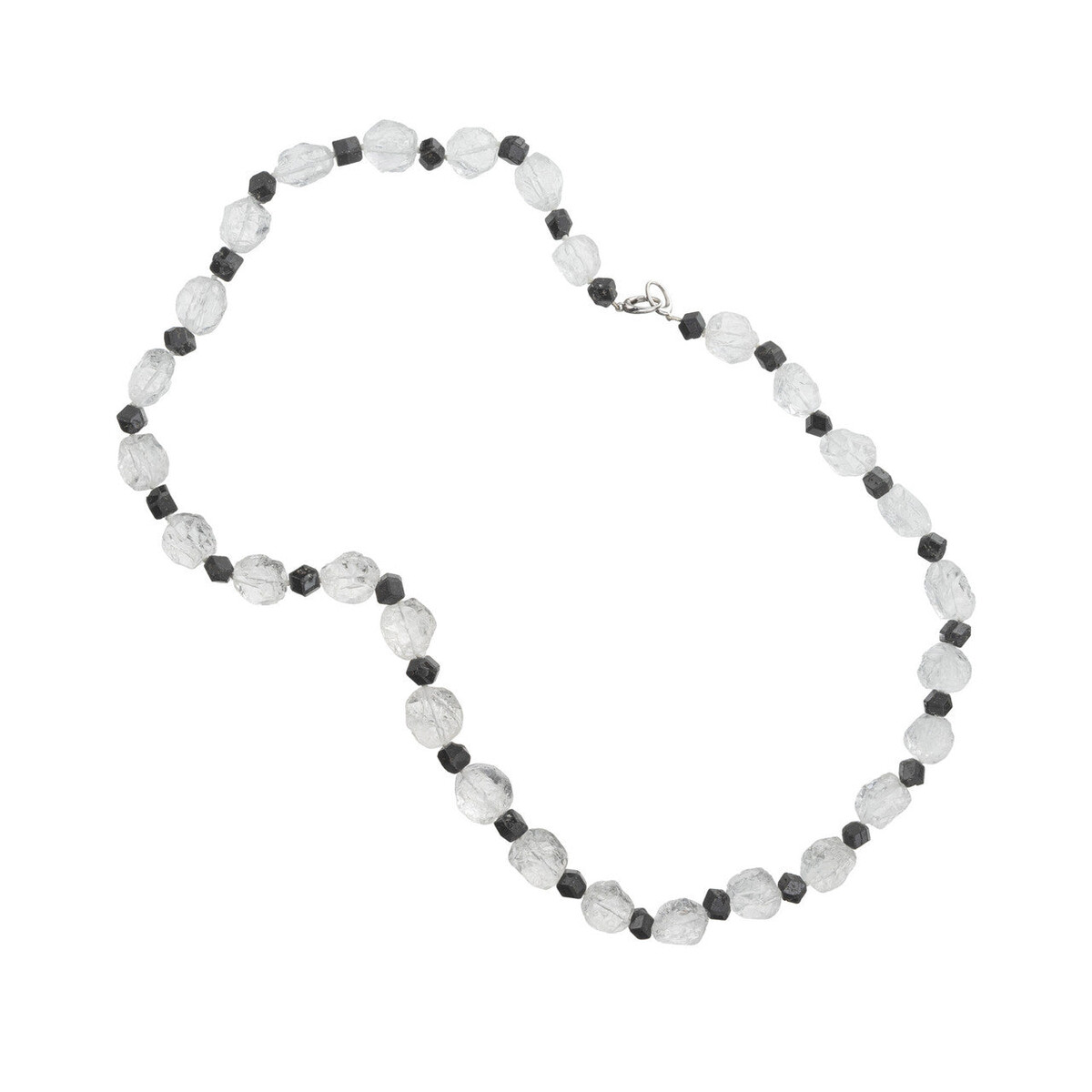 14k White Gold Natural Rough 435.0ct Quartz Crystal Black Tourmaline 92.00ct Necklace