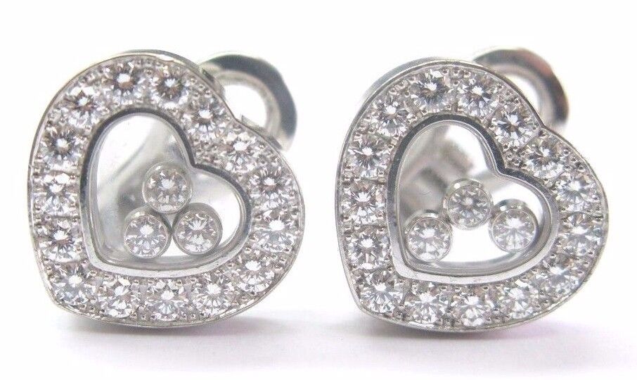 Chopard Happy Diamond Hearts White Gold Earrings 18KT 1.69Ct