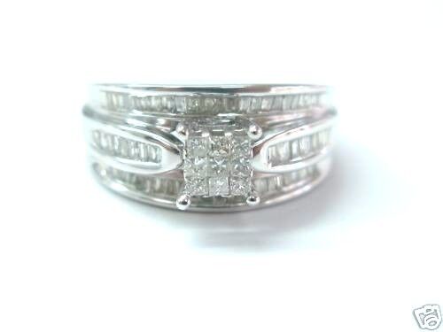 Princess  Baguette Invisible Set Diamond White Gold Jewelry Ring 14Kt 1.63Ct