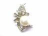 Vintage Natural Cream Pearl Diamond White Gold Pin / Brooch 18Kt .16Ct 9.4mm