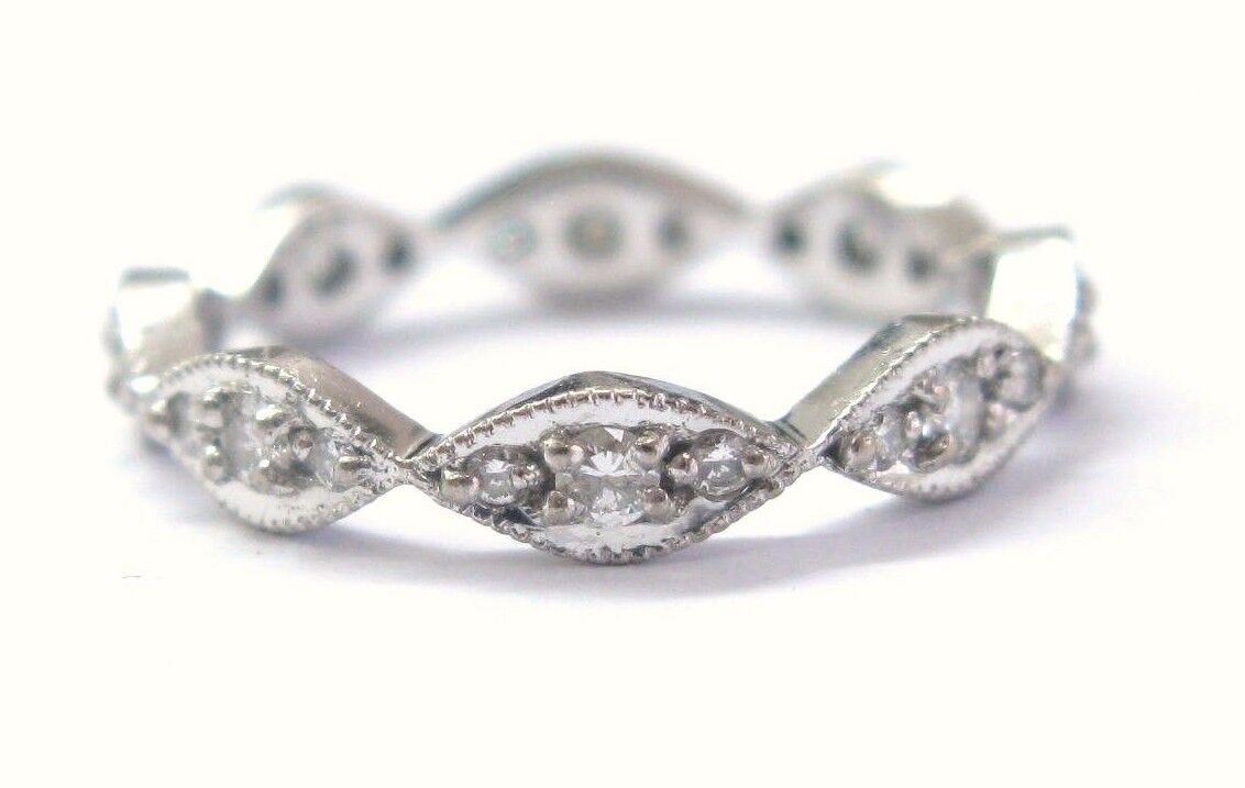 18Kt Round Cut Diamond Milgrain Diamond Eternity Band Ring .45CT Size 6