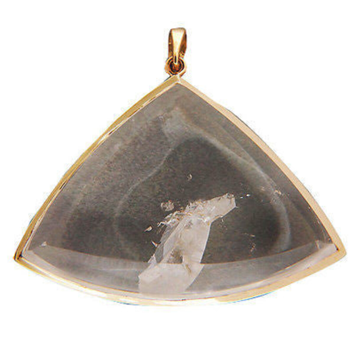 18k Yellow Gold Vintage 75.00ct Twin Manifestor Quartz Crystal Pendant