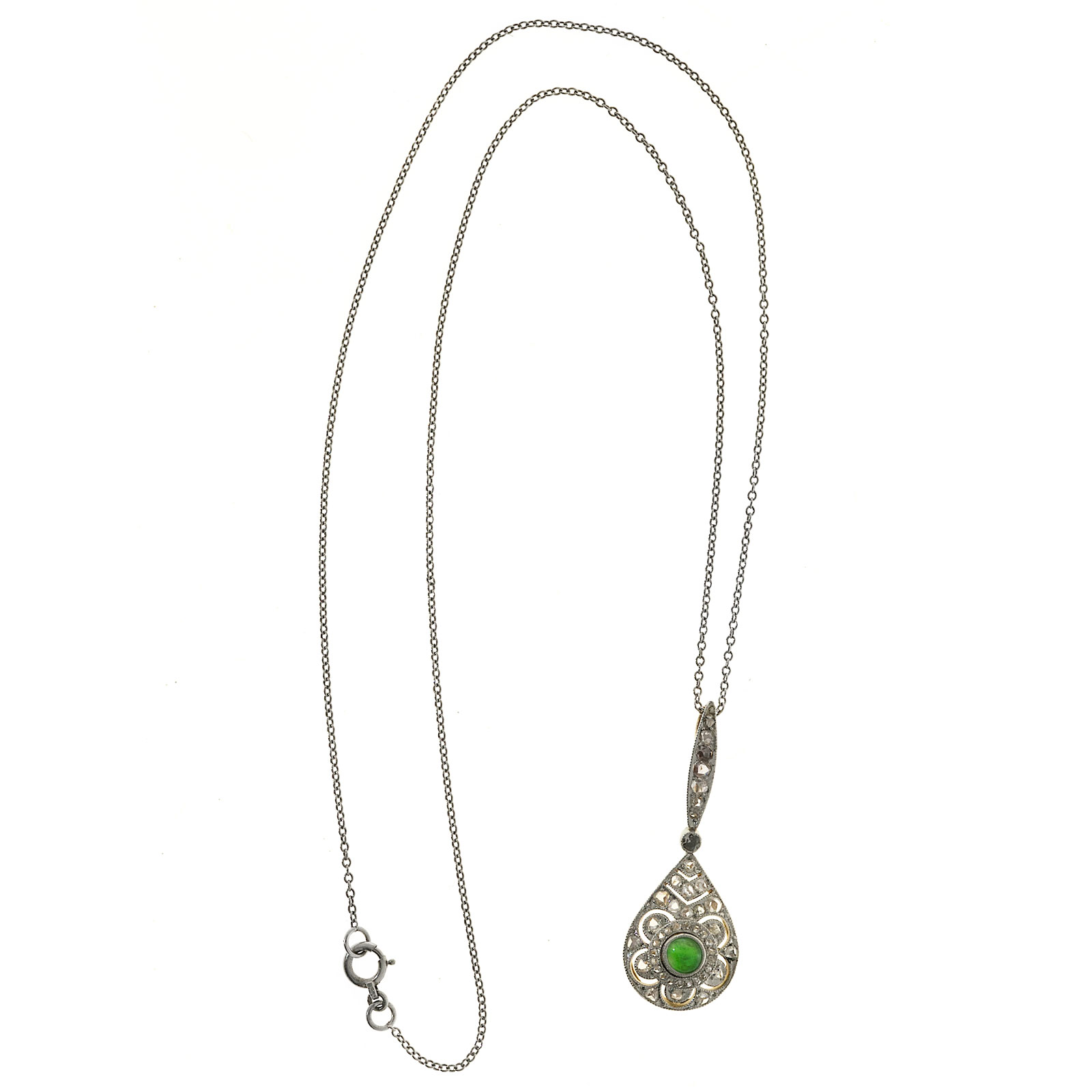Vintage Platinum 0.30ct of Jade  Diamond Imperial Pendant