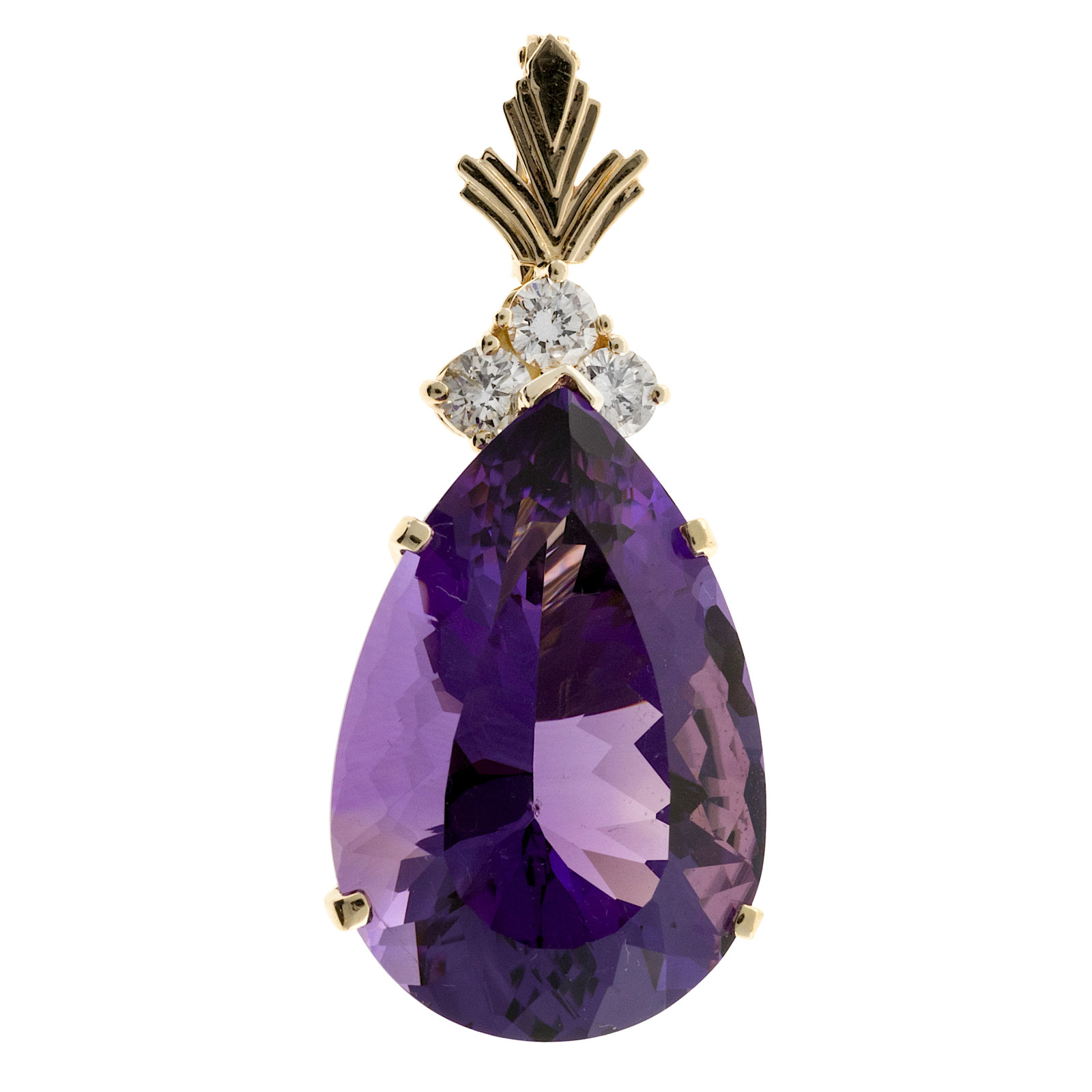 14K Yellow Gold with 27.00ct Reddish Purple Amethyst  Diamond Enhancer Pendant