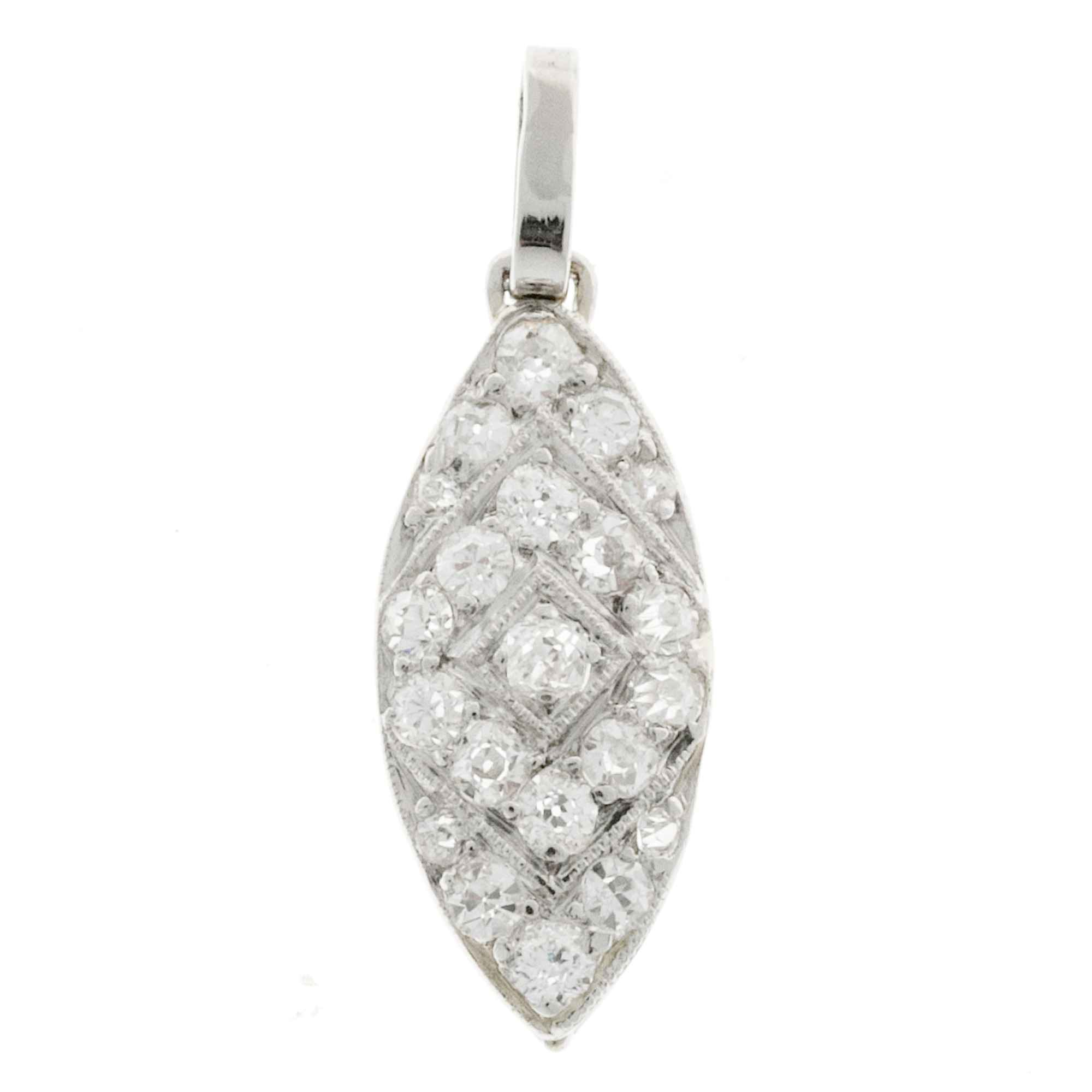 Platinum  0.15ct. Diamond Bead Set Pendant 