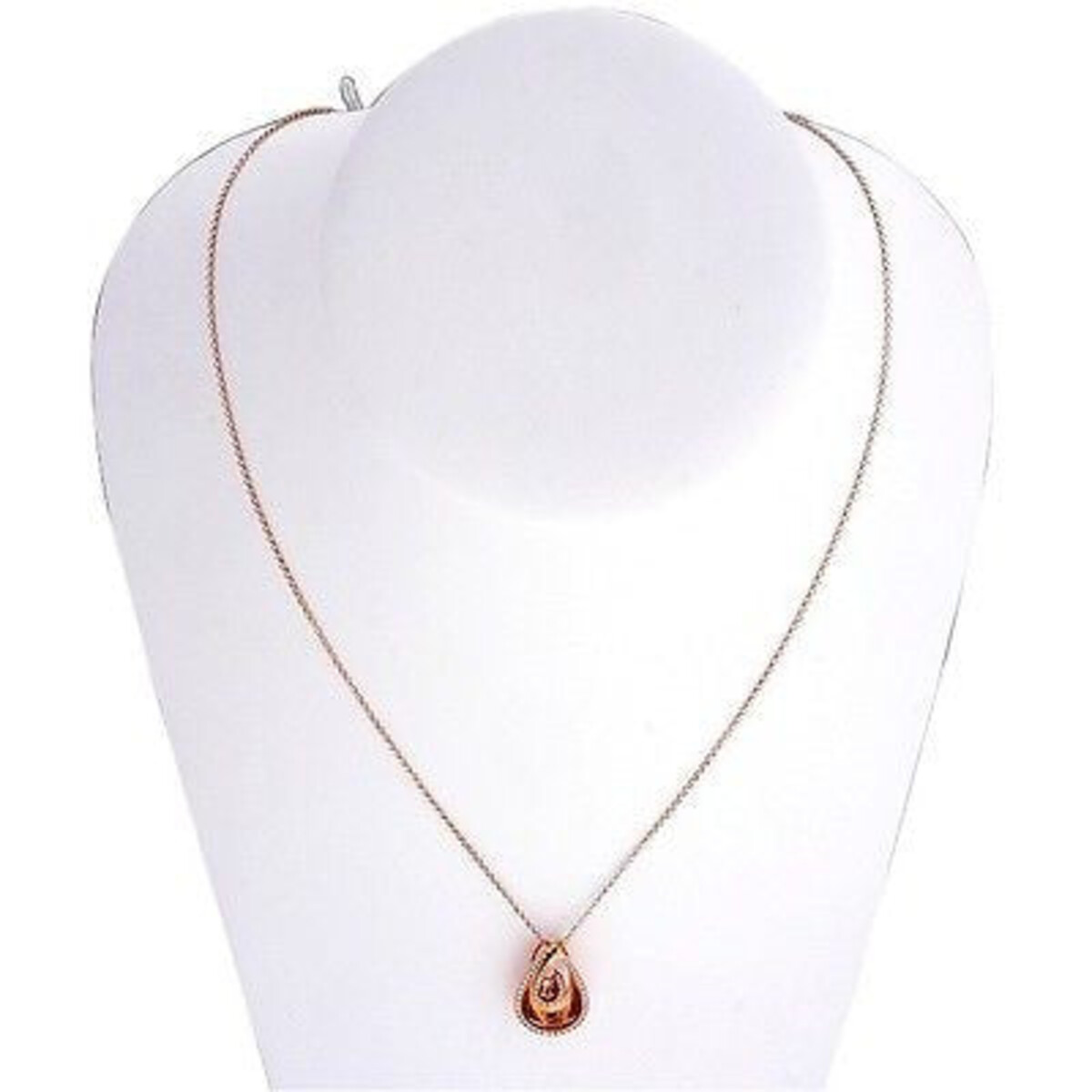 Vintage Estate AGI 18K Pink Gold Double Pear Shape .25 Ct Round Diamond Pendant