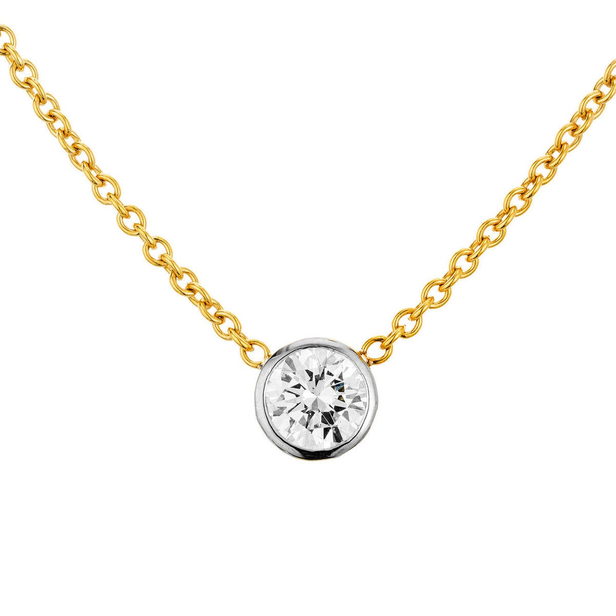 18K Yellow Gold .95 Ct Brilliant Cut Diamond Pendant Necklace