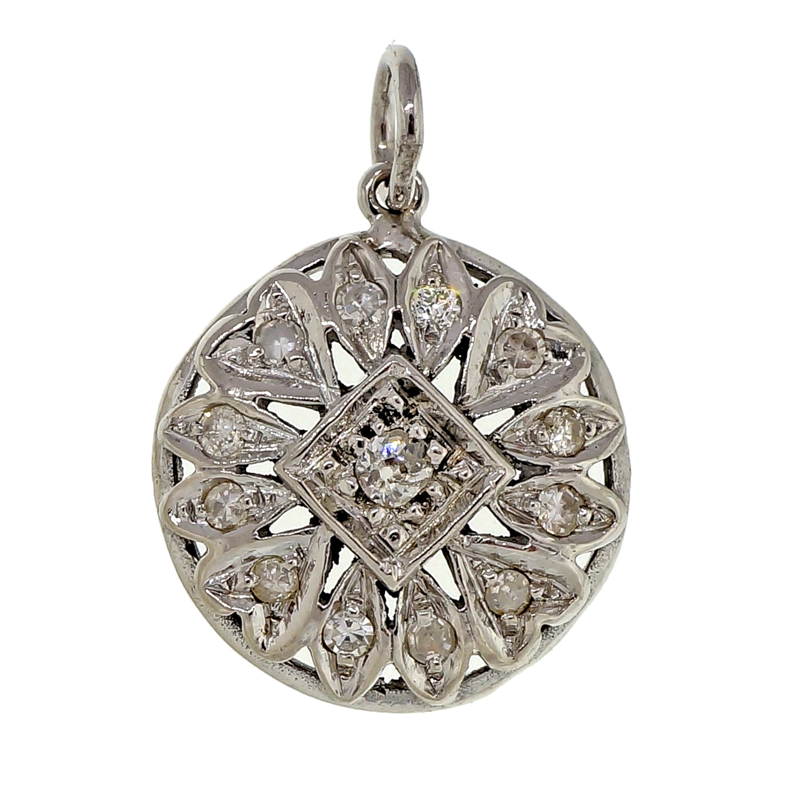 14K White Gold with 0.26ct Round Diamond Pendant